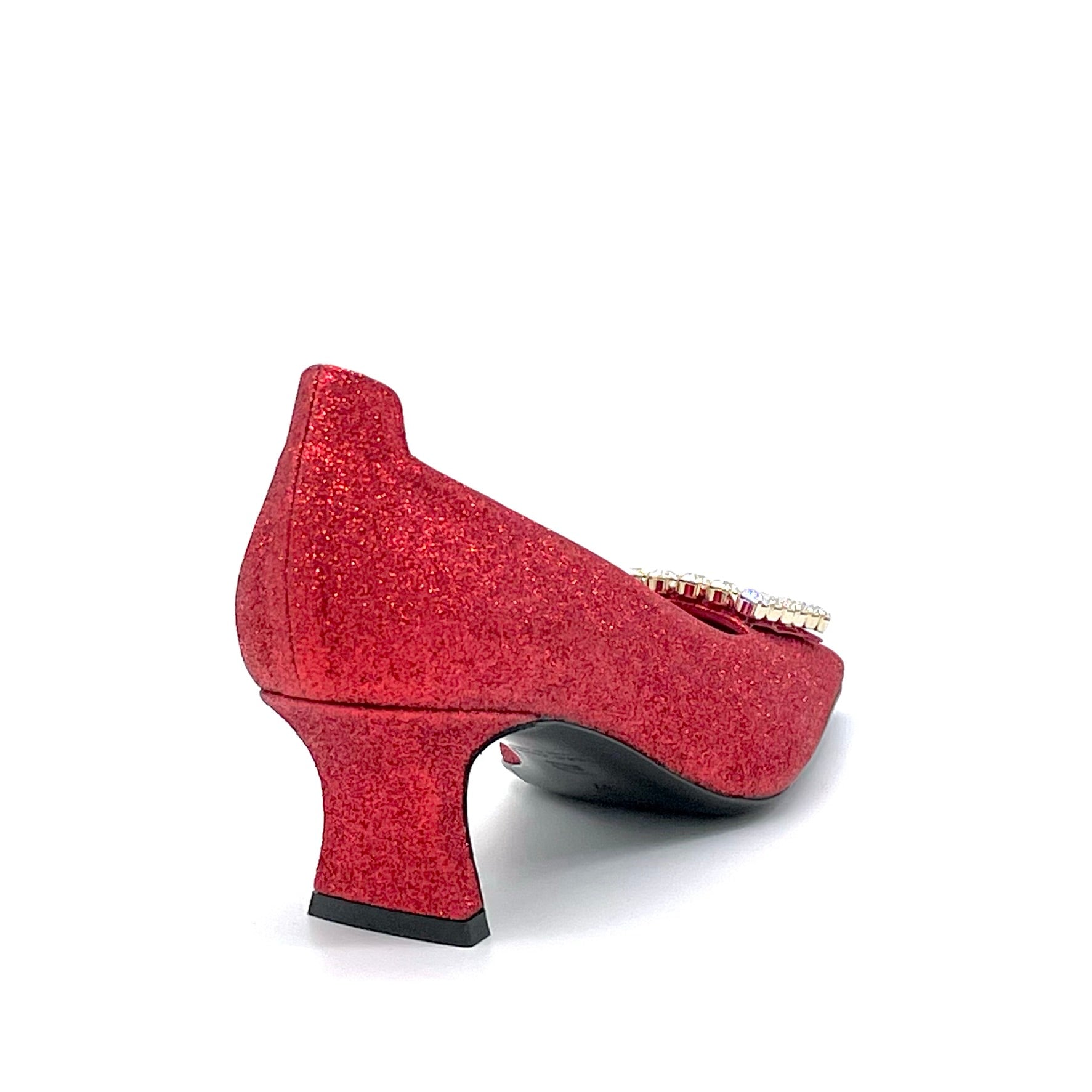 Décolleté in glitter rosso e fibbia gioiello – Cod. 53512_1