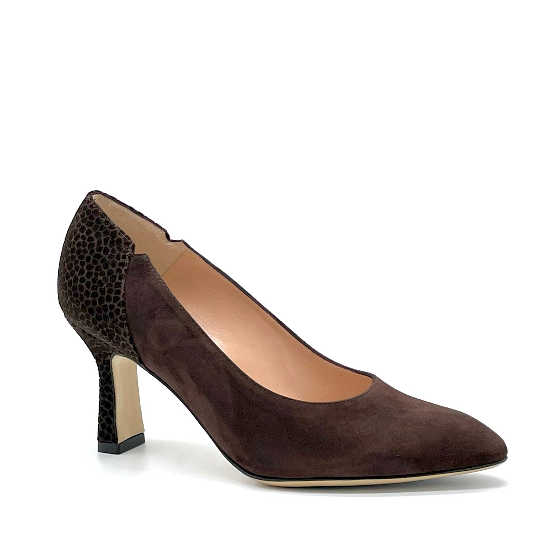 Brown and printed suede pump – Cod. 53535