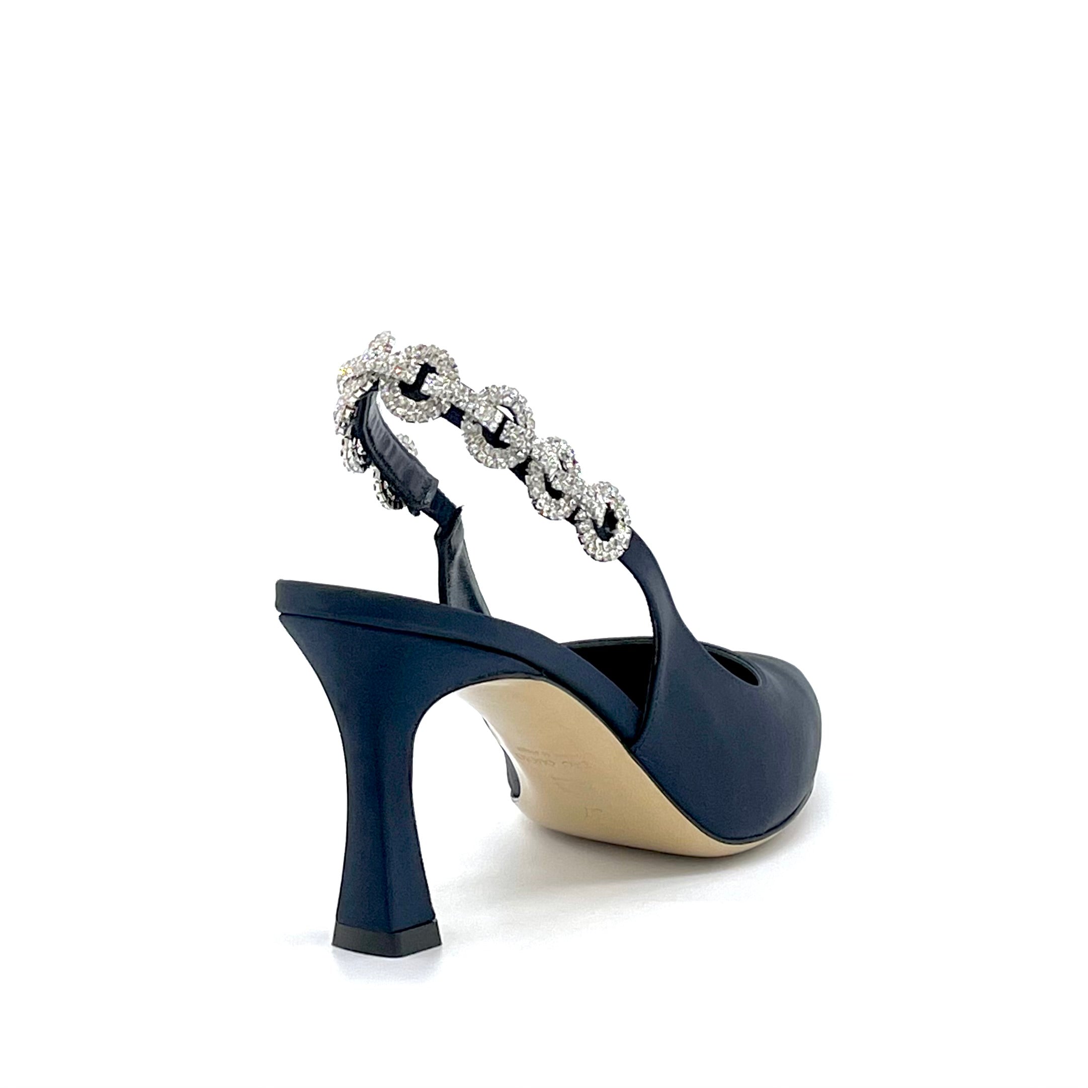 Slingback in raso di seta blu con dettaglio gioiello - Cod. 13152_1