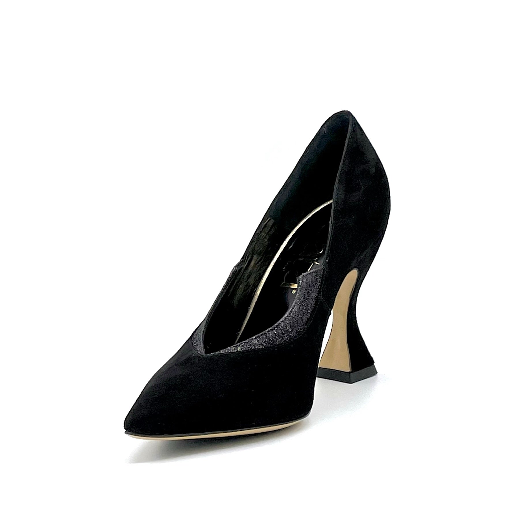 Black suede and glitter details pump – Cod. 53515