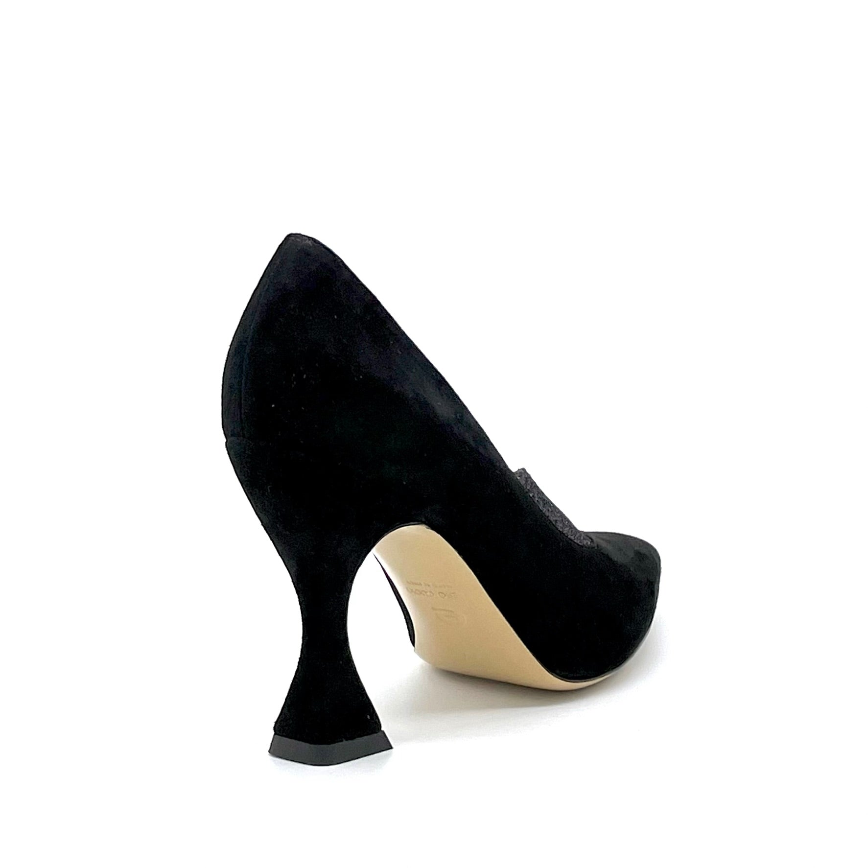 Décolleté in camoscio nero e inserti glitter – Cod. 53515