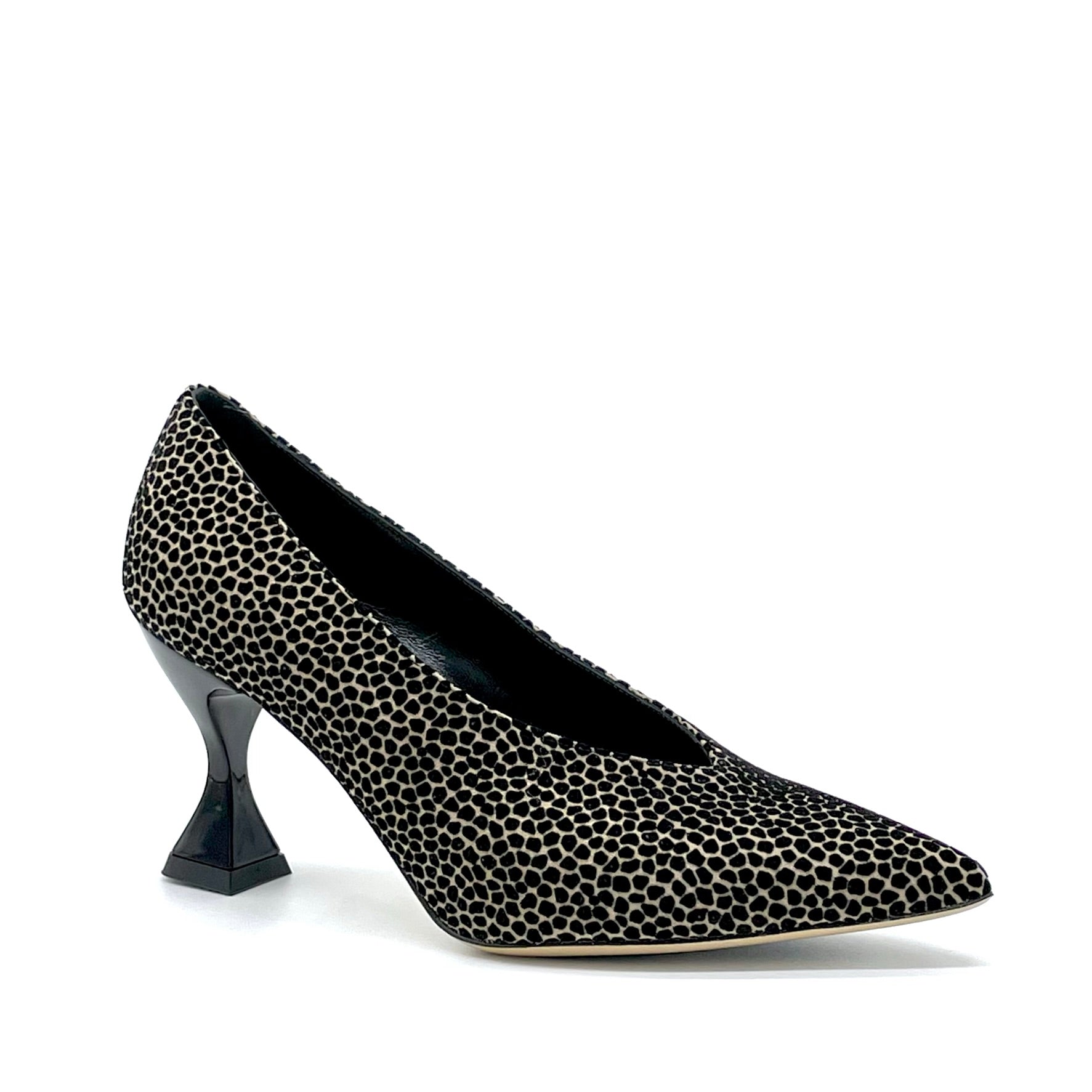 Décolleté in camoscio stampato beige e nero – Cod. 53517