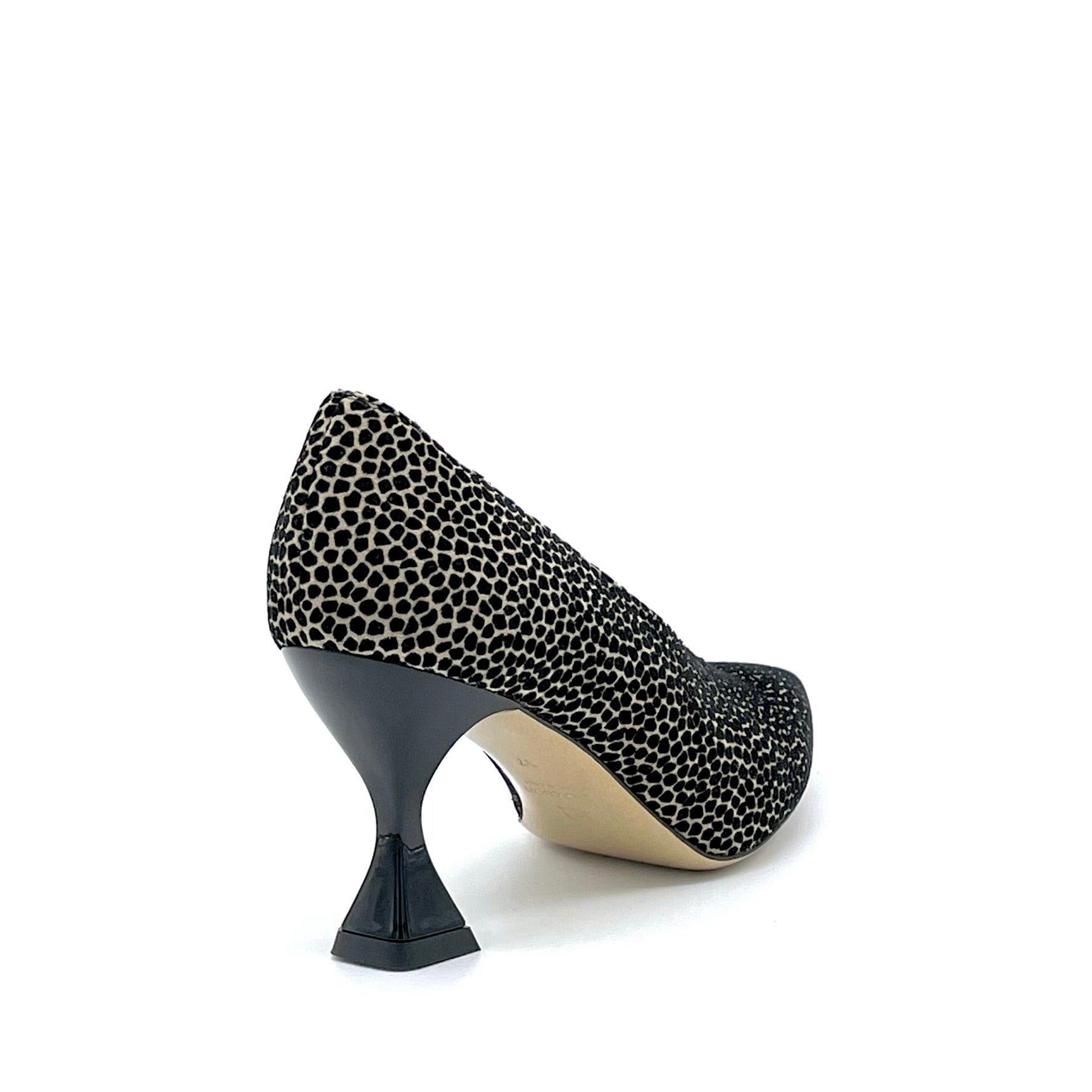 Beige and black printed suede pump – Cod. 53517