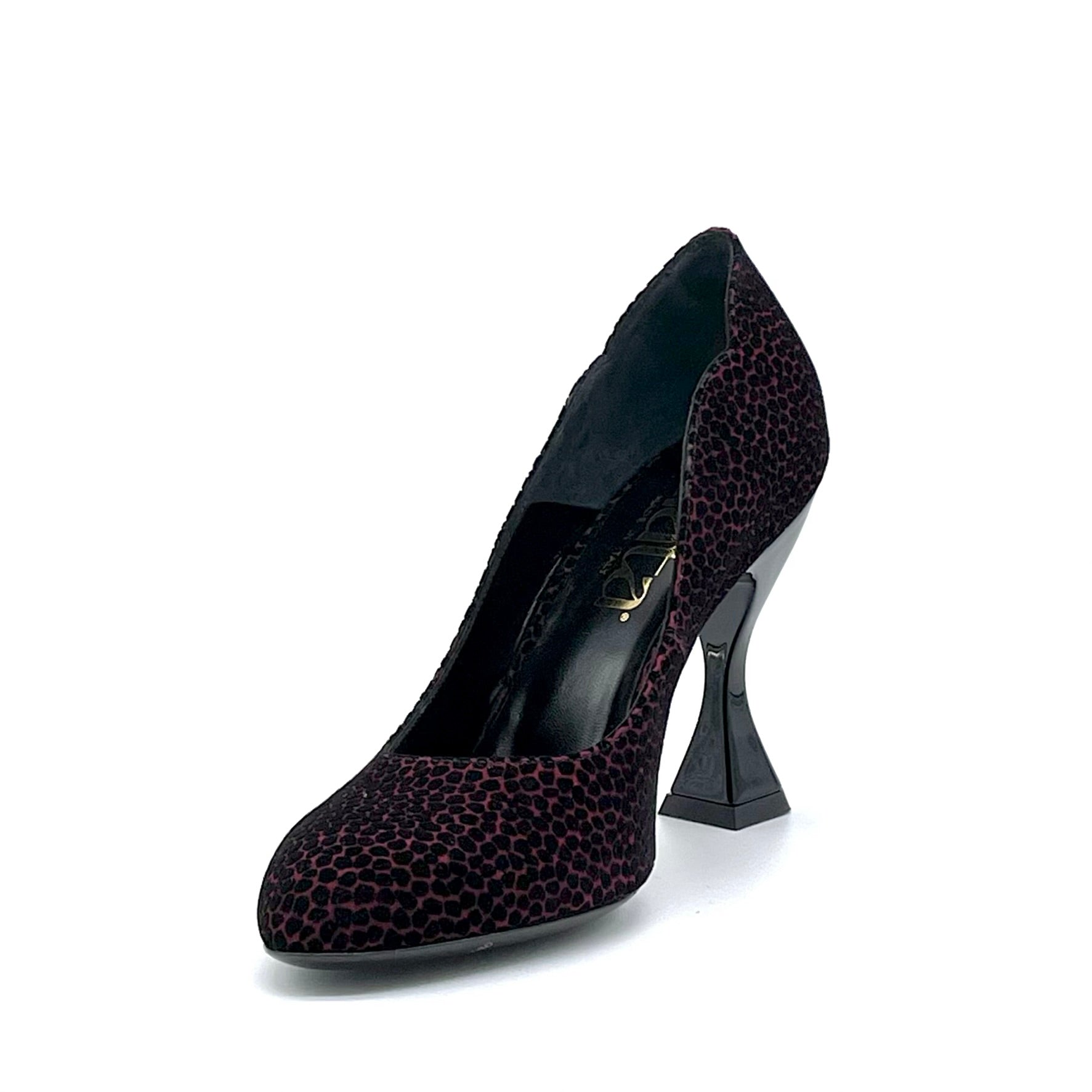 Printed bordeaux and black suede pump – Cod. 53519