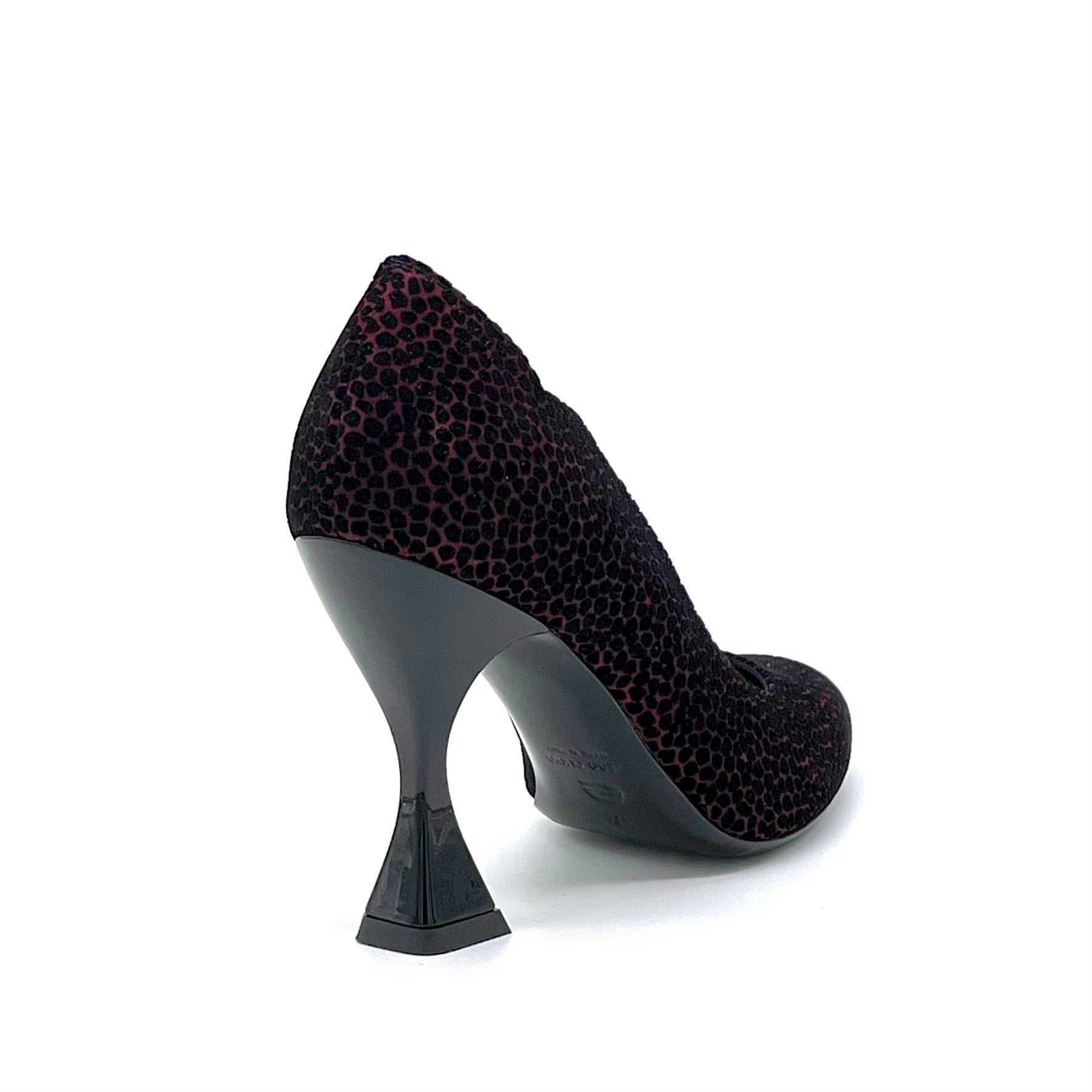 Printed bordeaux and black suede pump – Cod. 53519