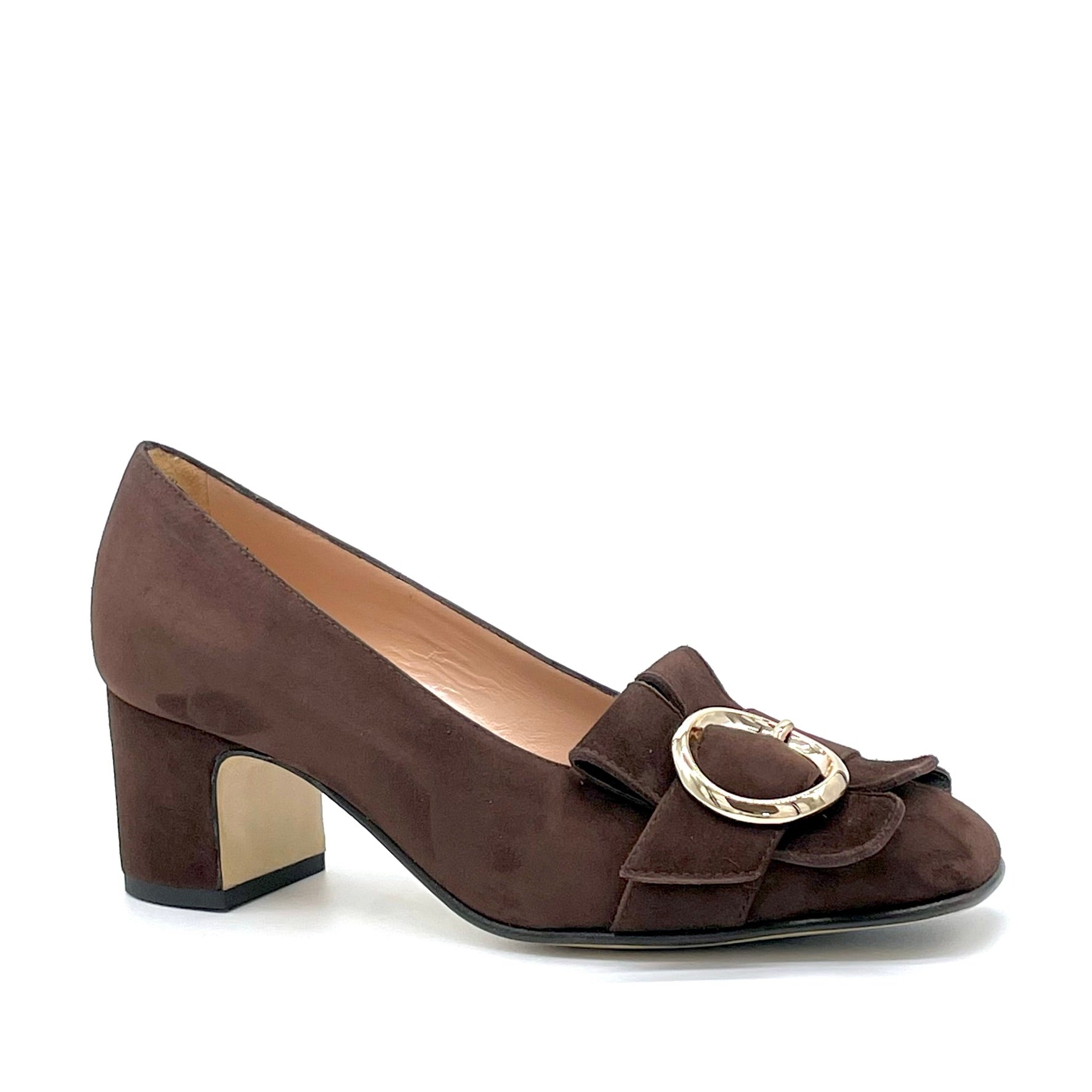 Brown suede pump with golden buckle – Cod. 53526_1