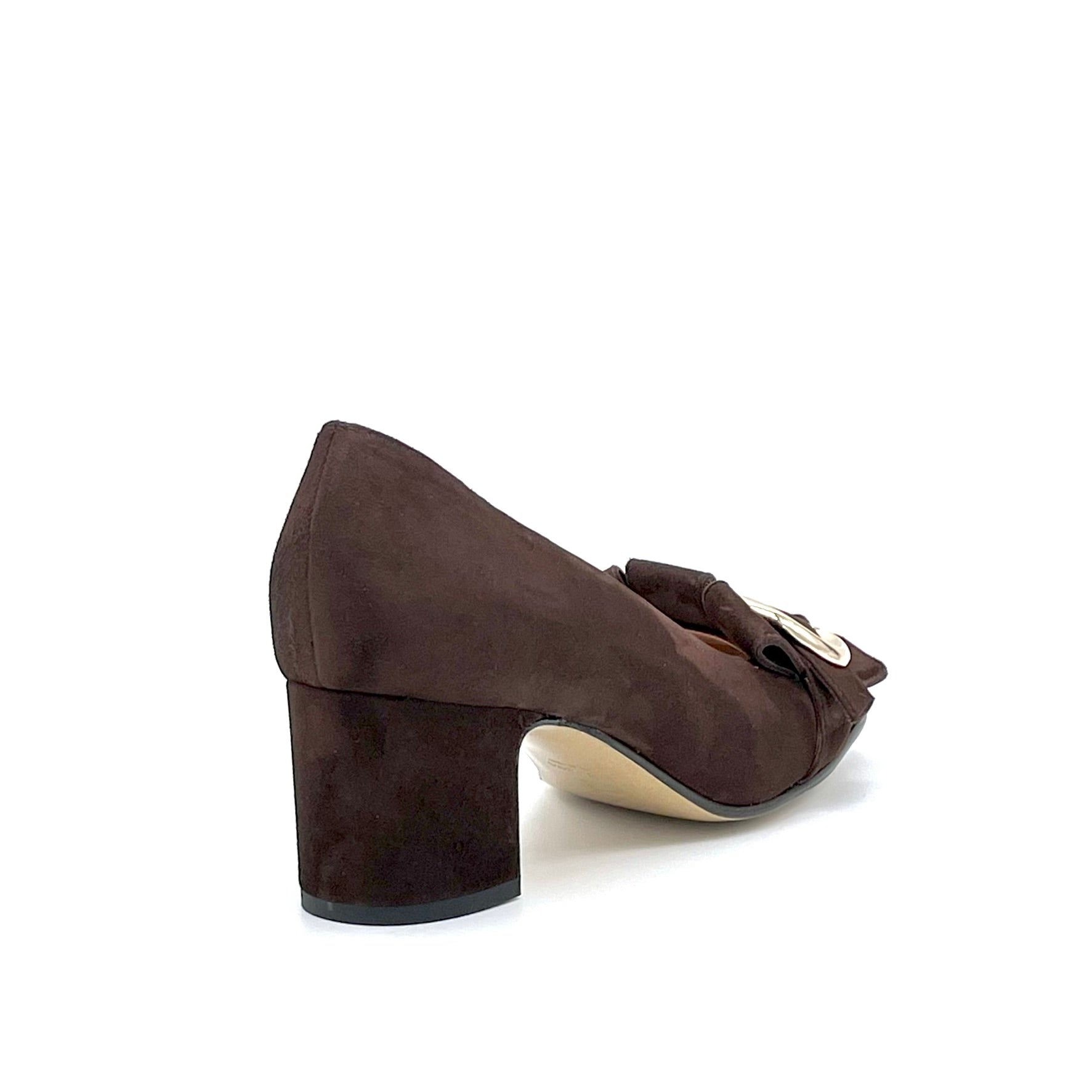 Brown suede pump with golden buckle – Cod. 53526_1