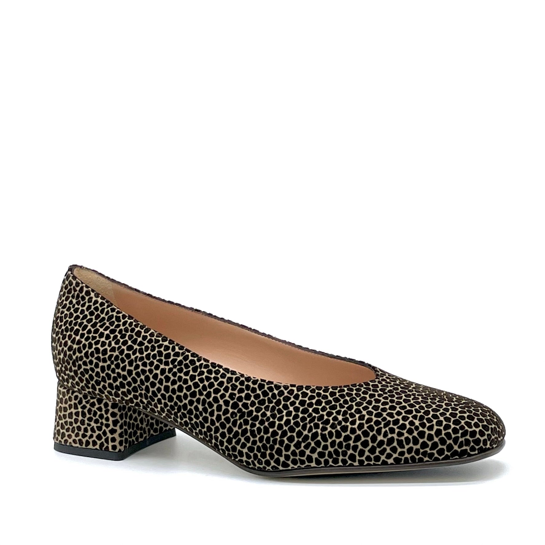 Beige and brown printed suede pump – Cod. 53528