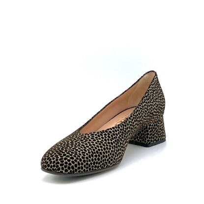 Beige and brown printed suede pump – Cod. 53528