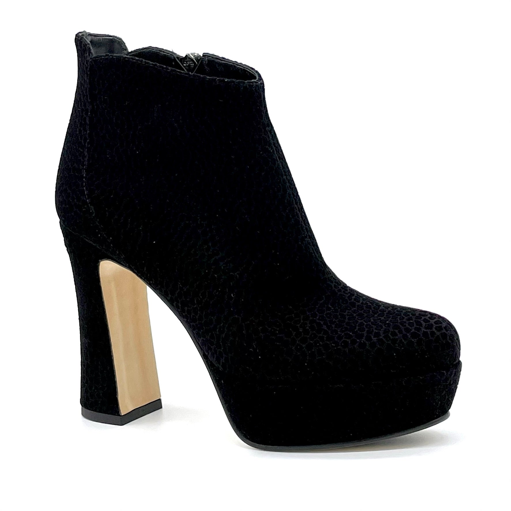 Tronchetto in camoscio stampato nero – Cod. 53538