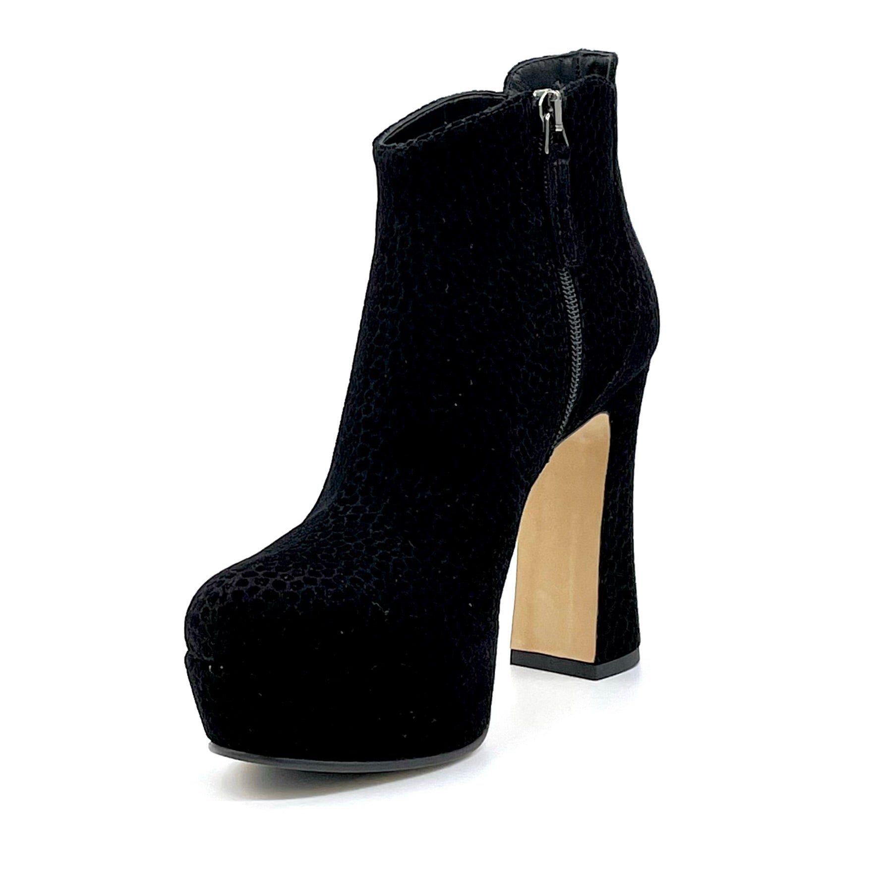 Tronchetto in camoscio stampato nero – Cod. 53538