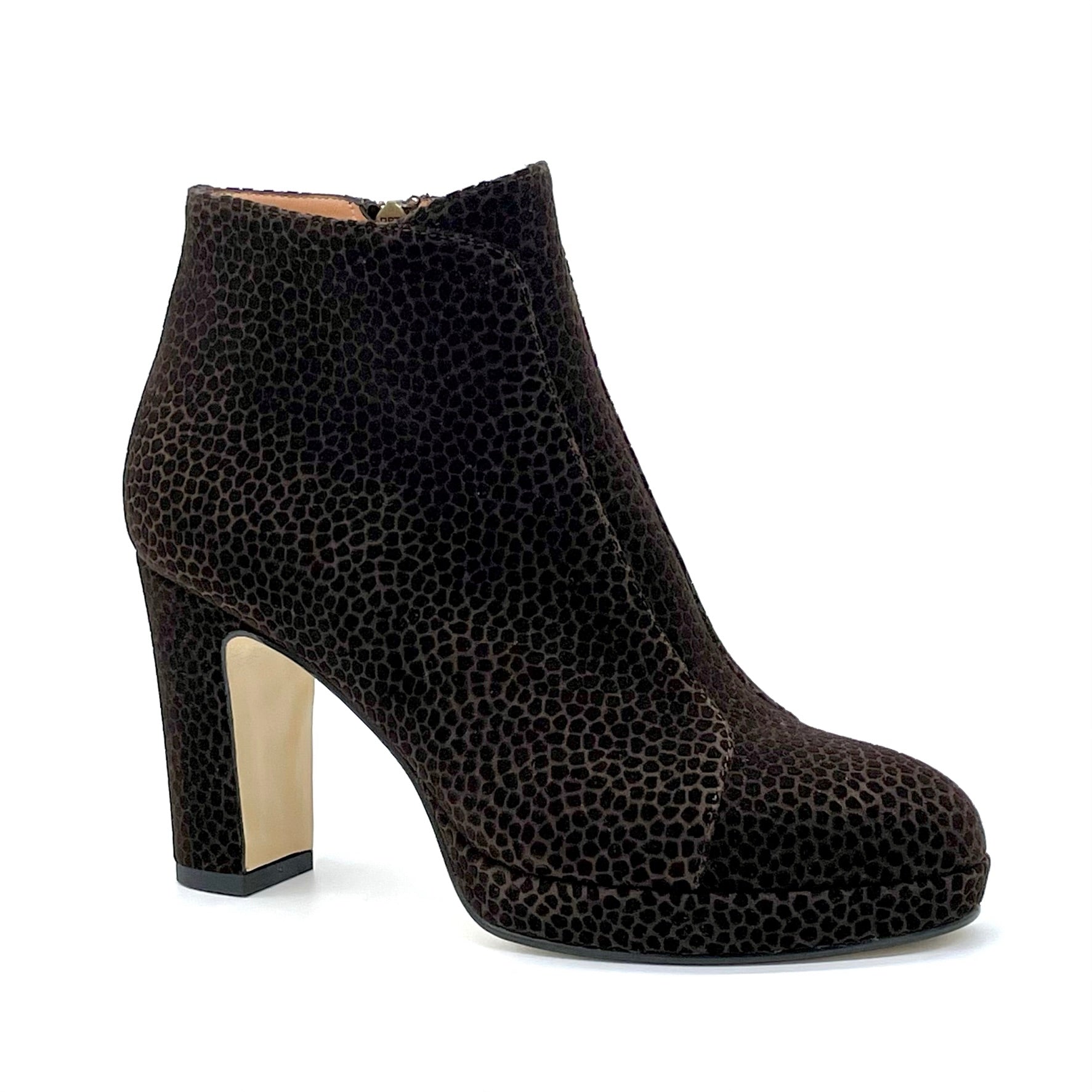 Tronchetto in camoscio stampato marrone – Cod. 53540