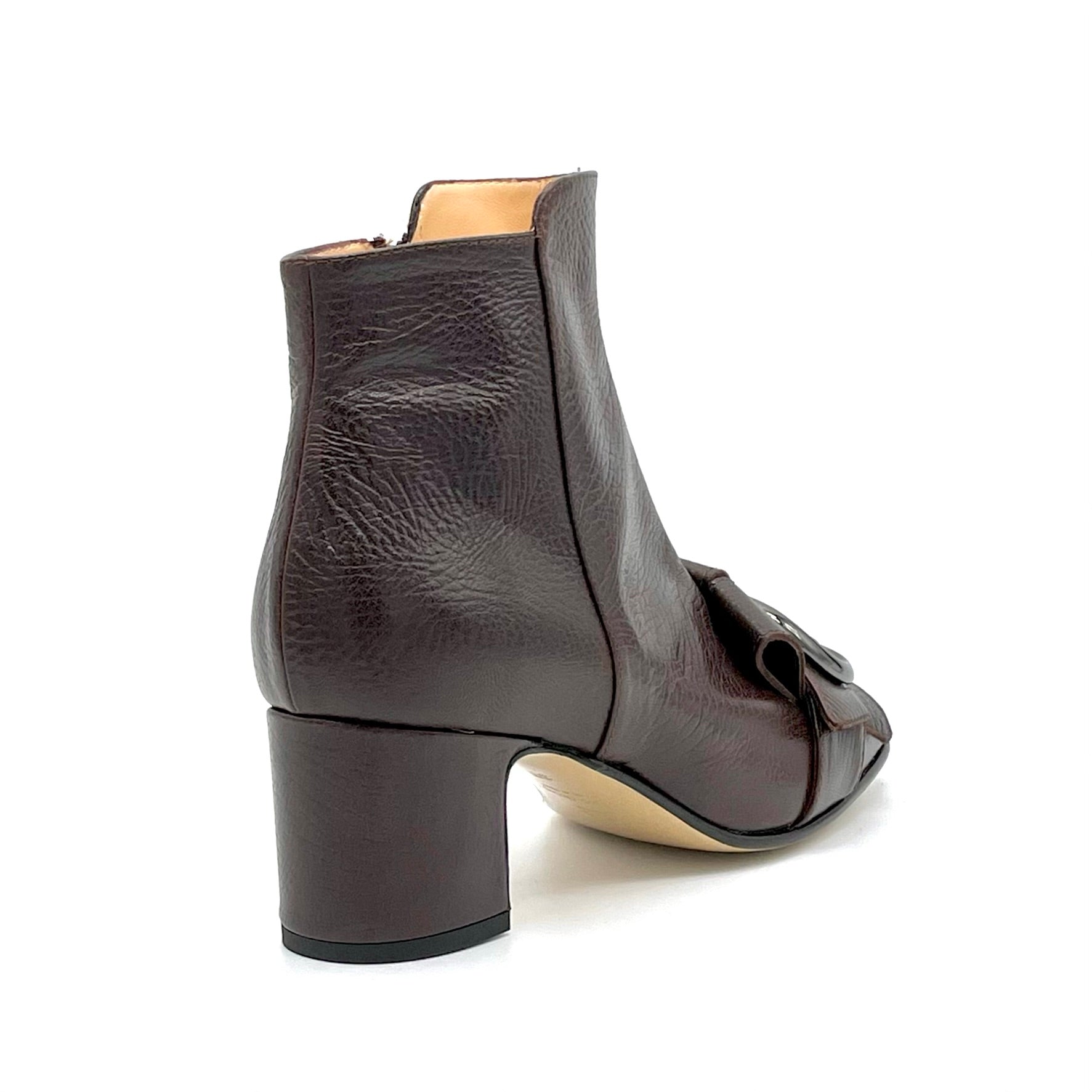 Stivaletto in pelle marrone e fibbia color canna di fucile – Cod. 53545