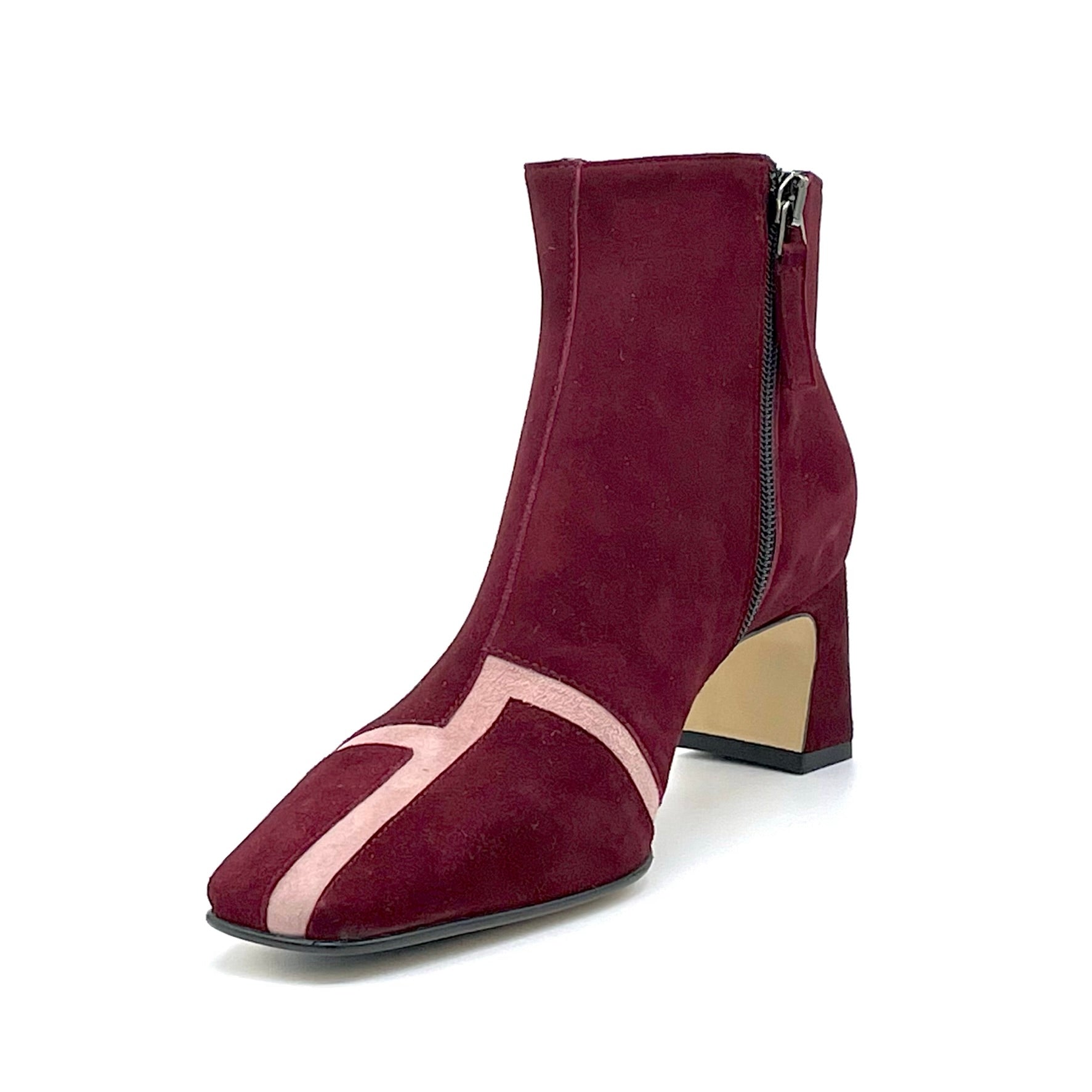 Bordeaux and light pink suede boot – Cod. 53548
