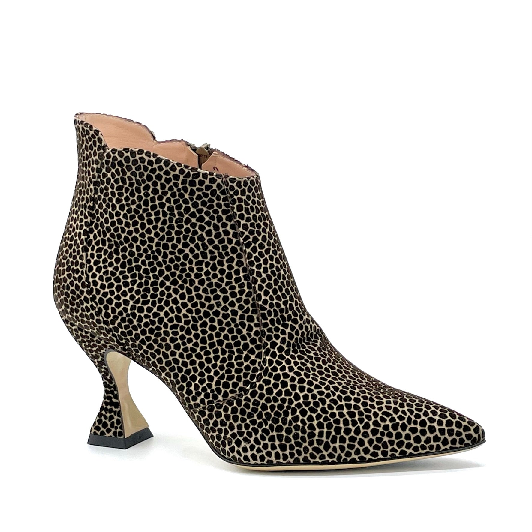 Beige and black printed suede boot – Cod. 53550