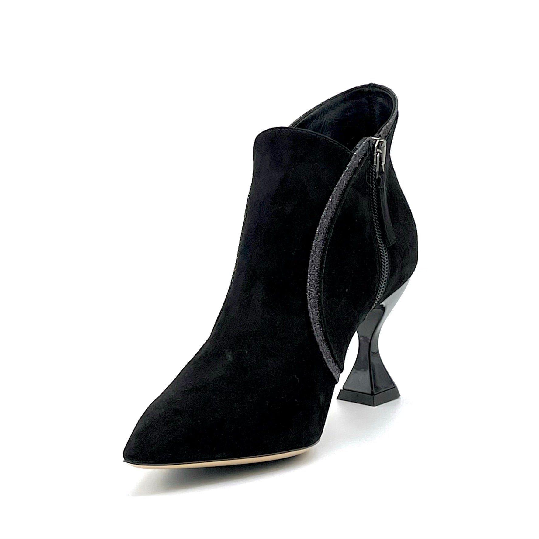 Tronchetto in camoscio nero e glitter – Cod. 53551