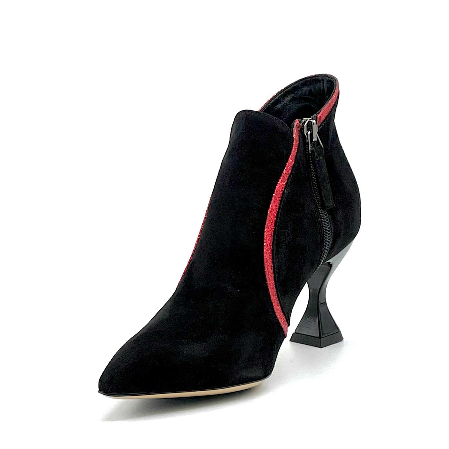 Tronchetto in camoscio nero e glitter rosso – Cod. 53551_1
