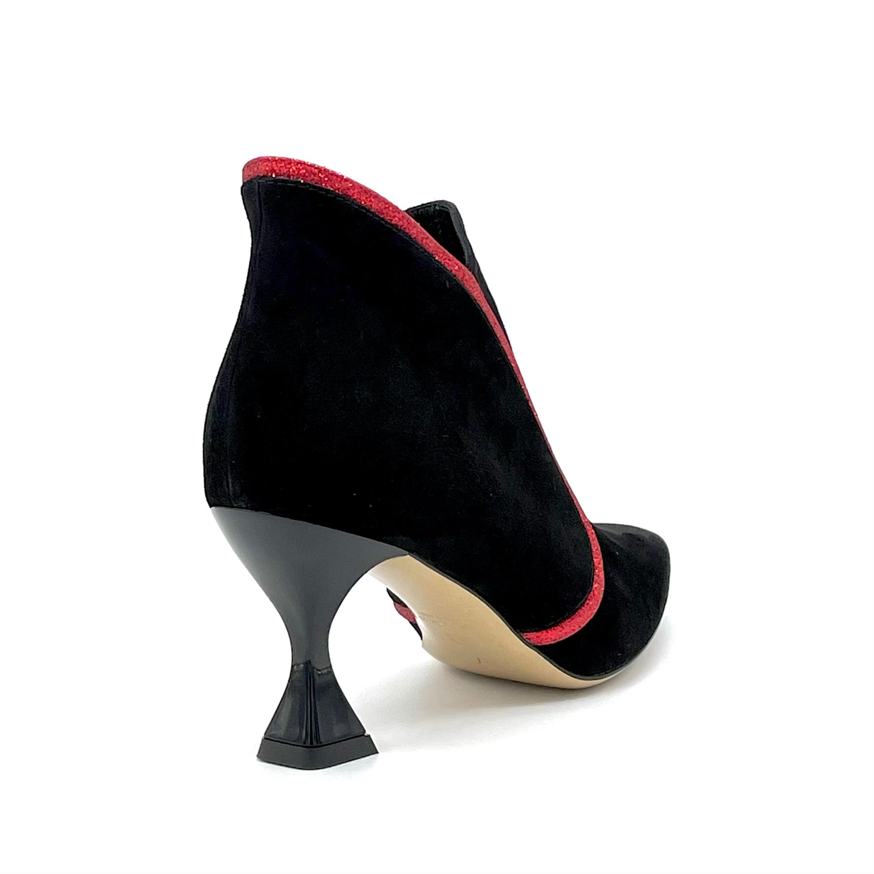 Tronchetto in camoscio nero e glitter rosso – Cod. 53551_1