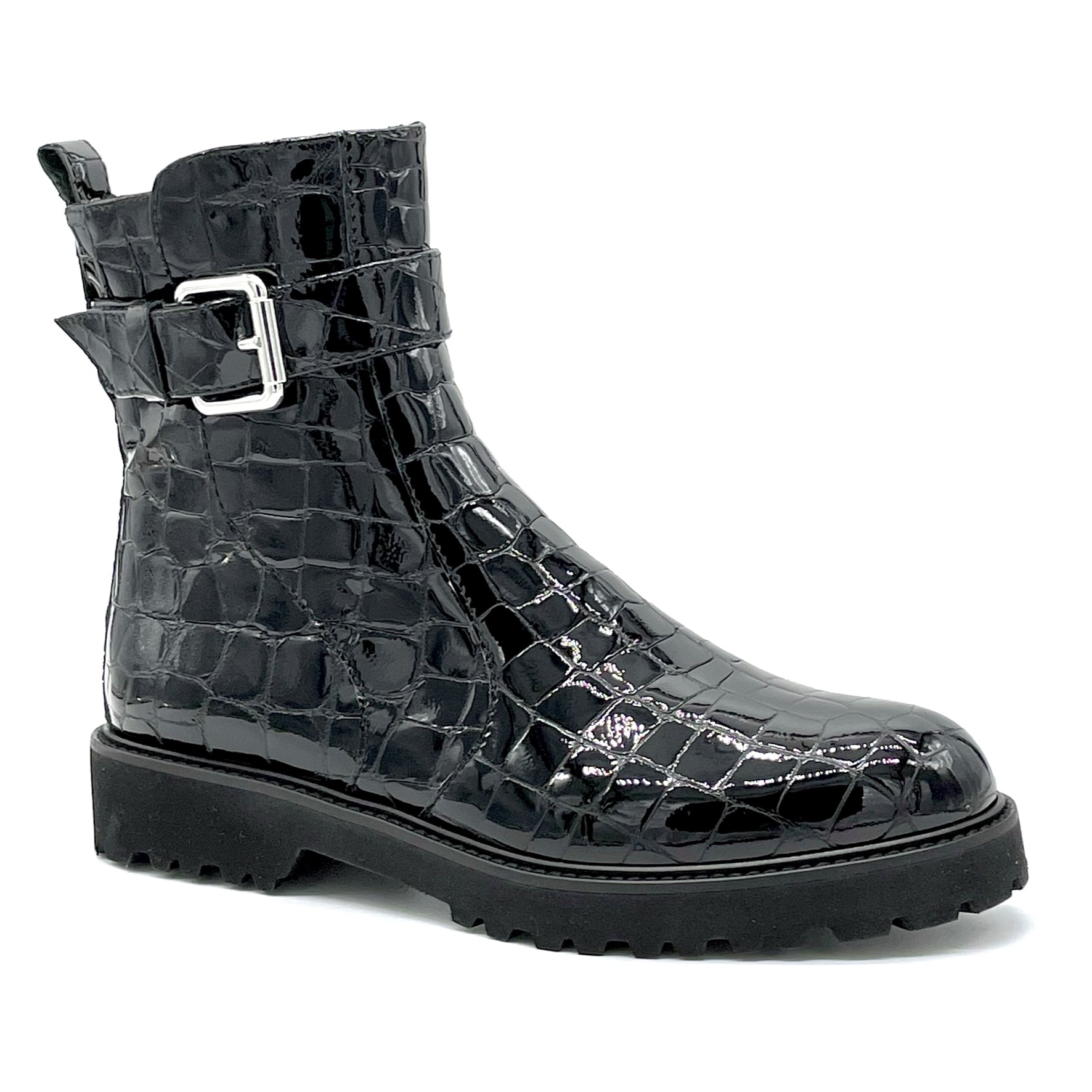 Black printed patent leather boot – Cod. 52551