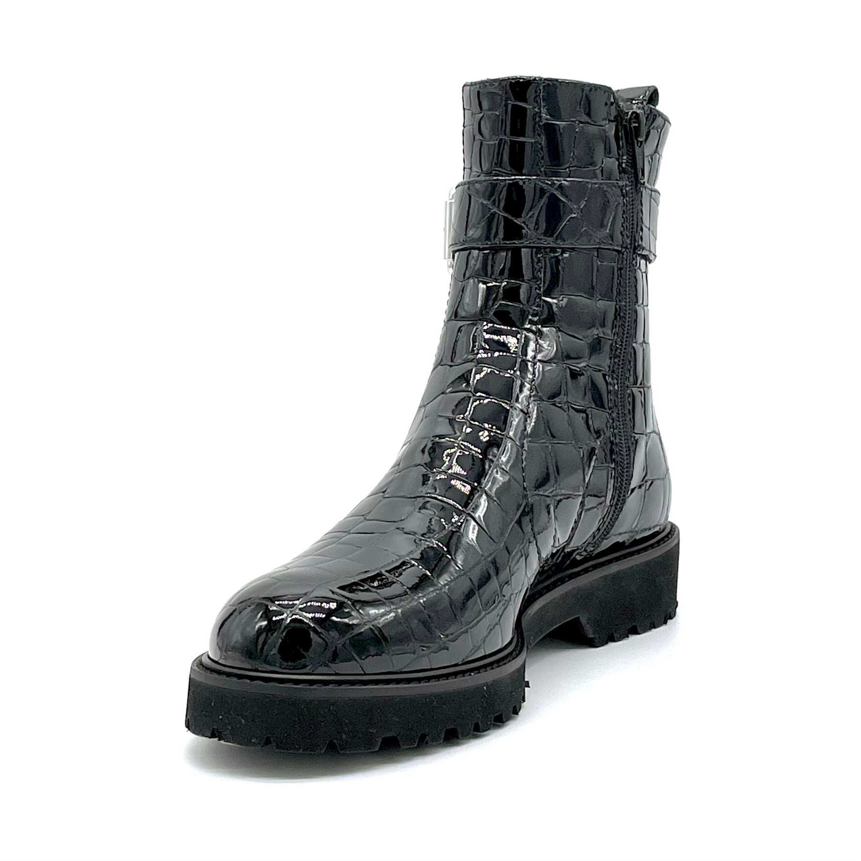 Black printed patent leather boot – Cod. 52551