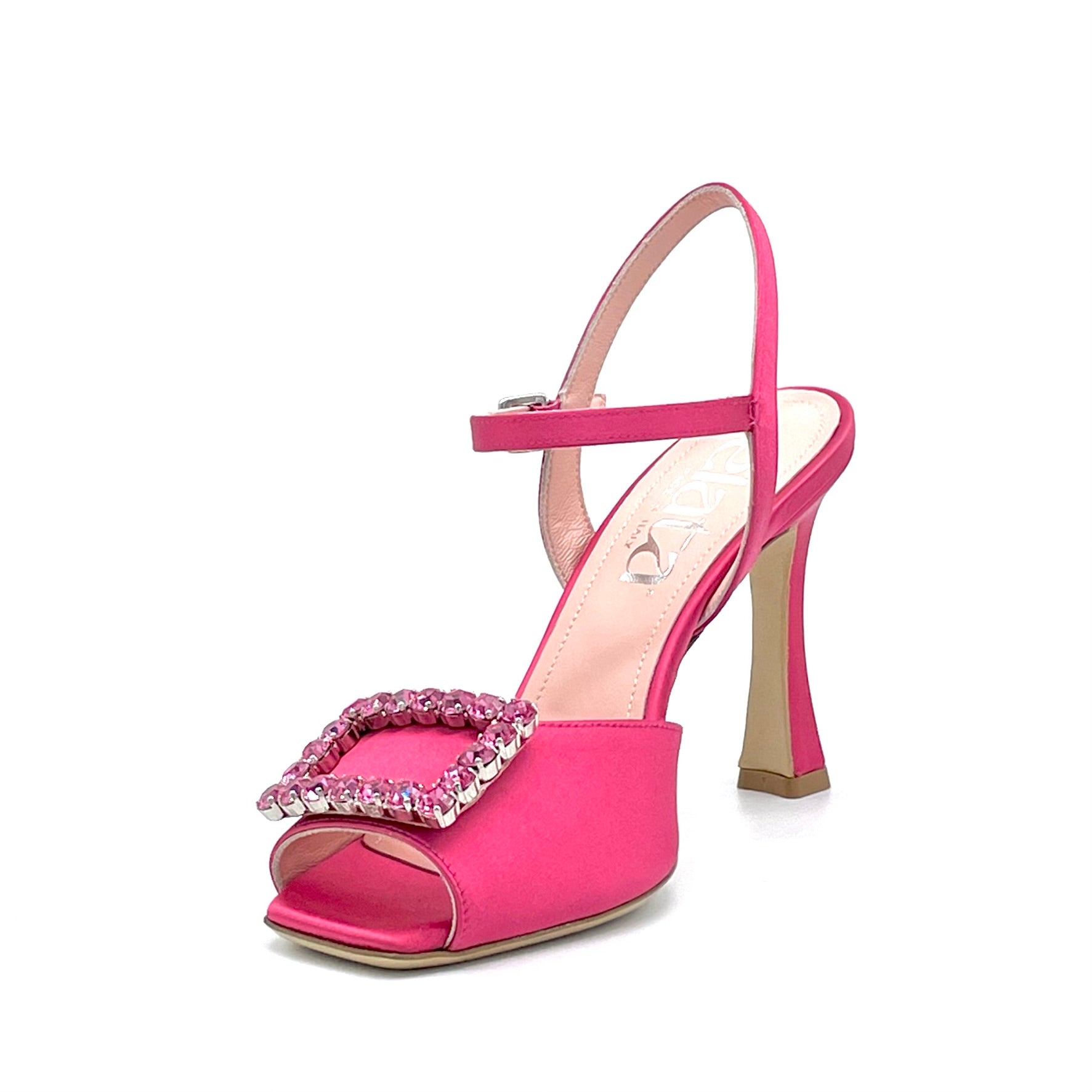 Raspberry color silk sandal with jewel buckle - Cod. 14104