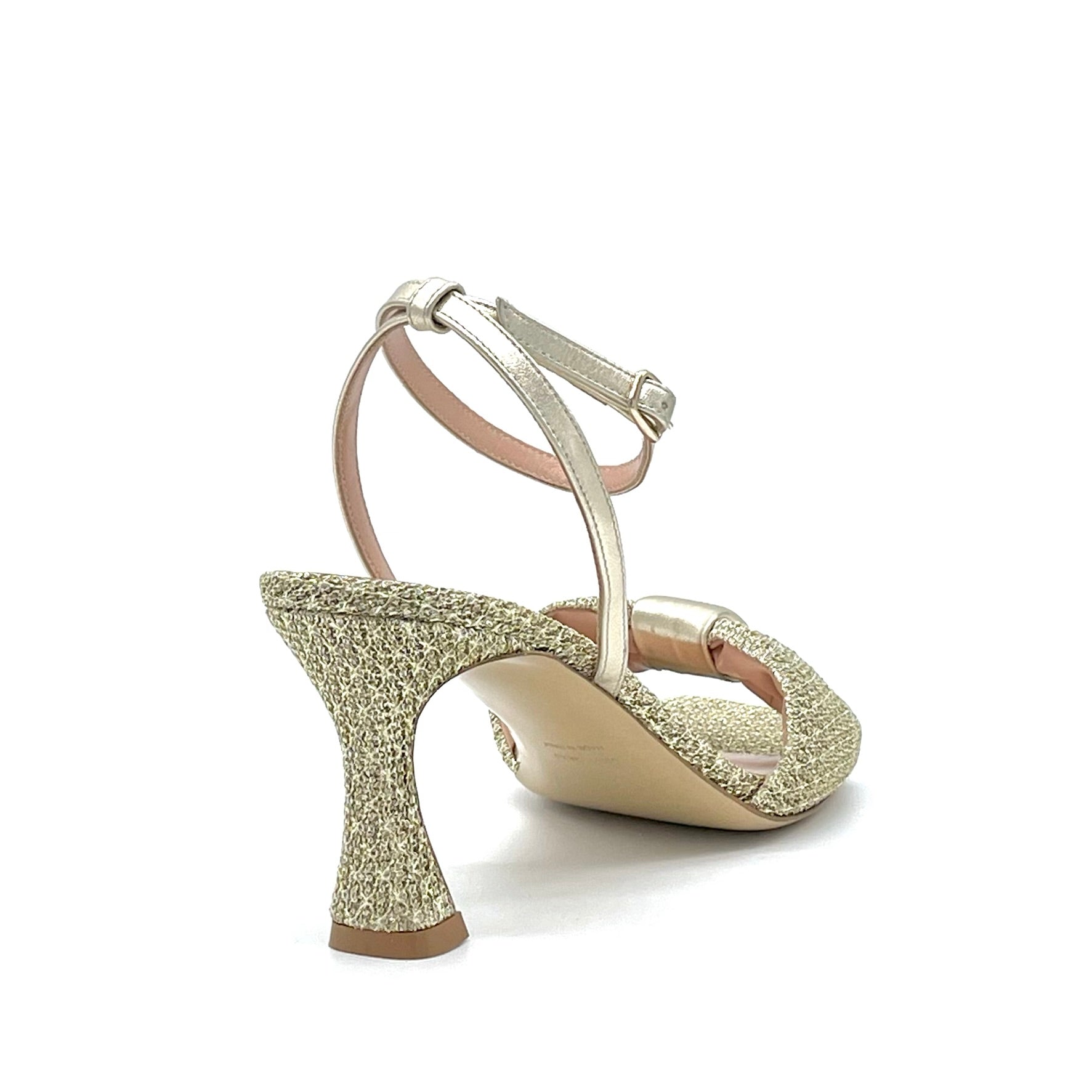 Gold laminate fabric and leather sandal – Cod. 14117