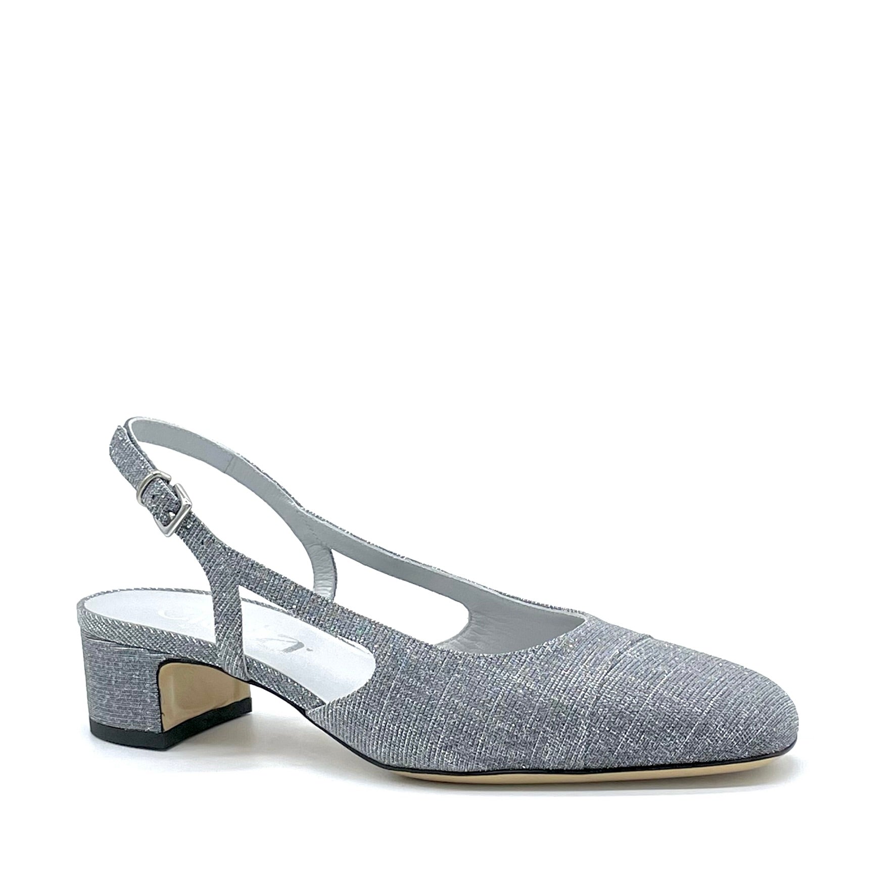 Slingback in tessuto laminato acciaio – Cod. 14170