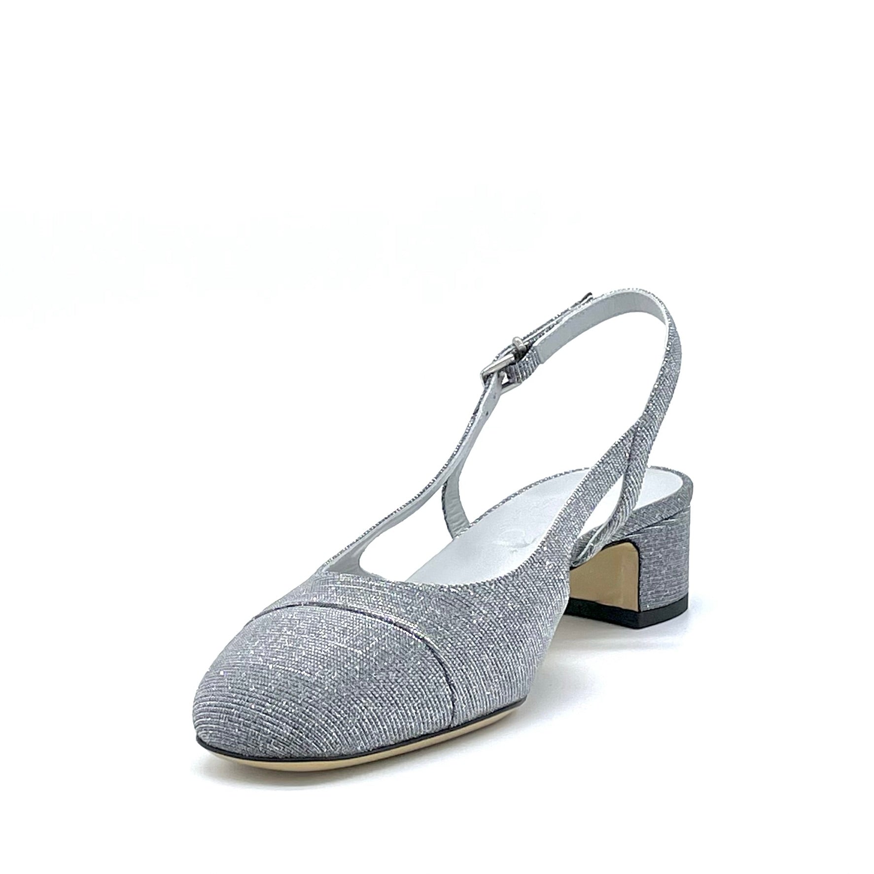 Slingback in tessuto laminato acciaio – Cod. 14170