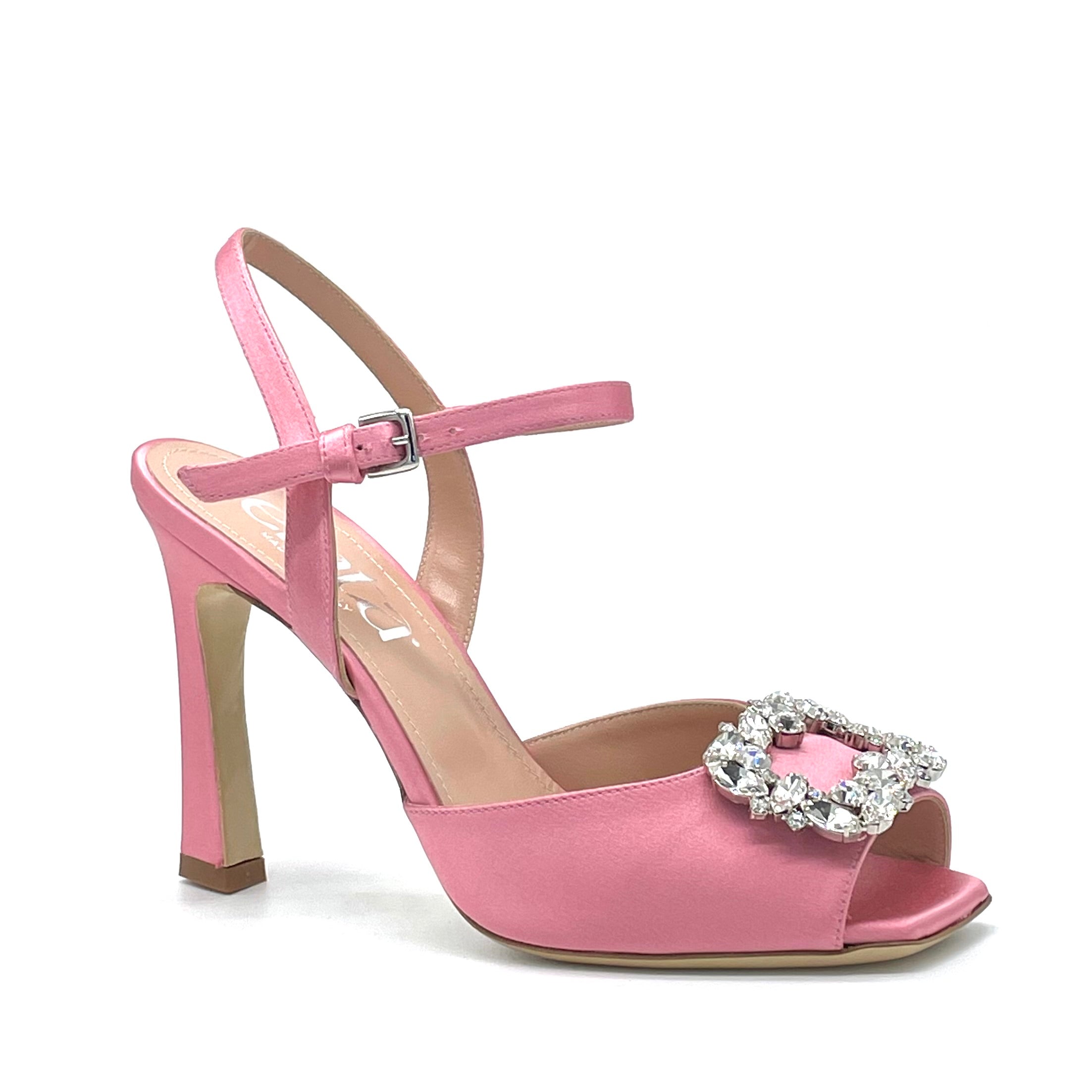 Pink silk sandal with jewel accessory - Cod. 12101_2