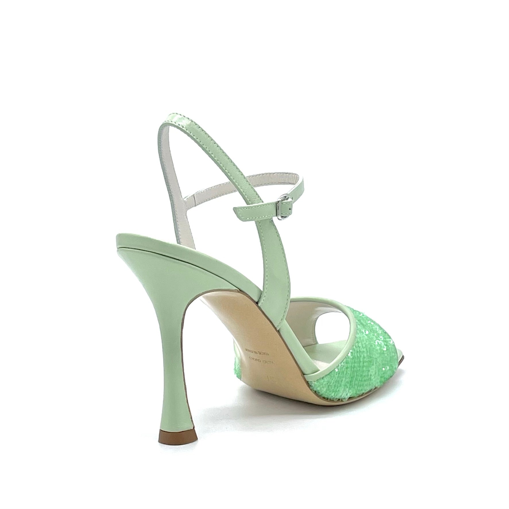 Green leather and pailletes sandal – Cod. 14102