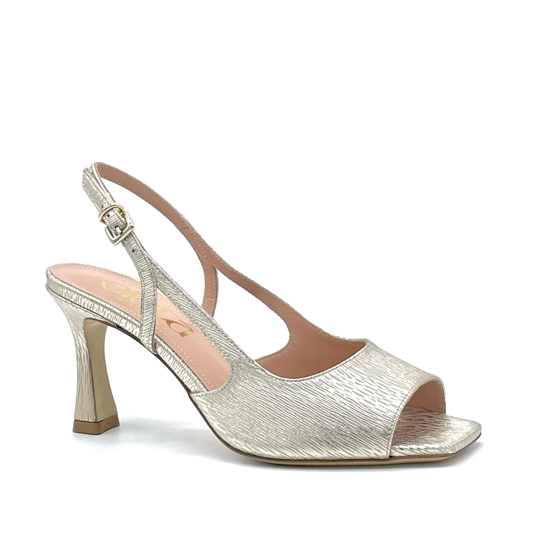 Laminate gold fabric sandal – Cod. 14107