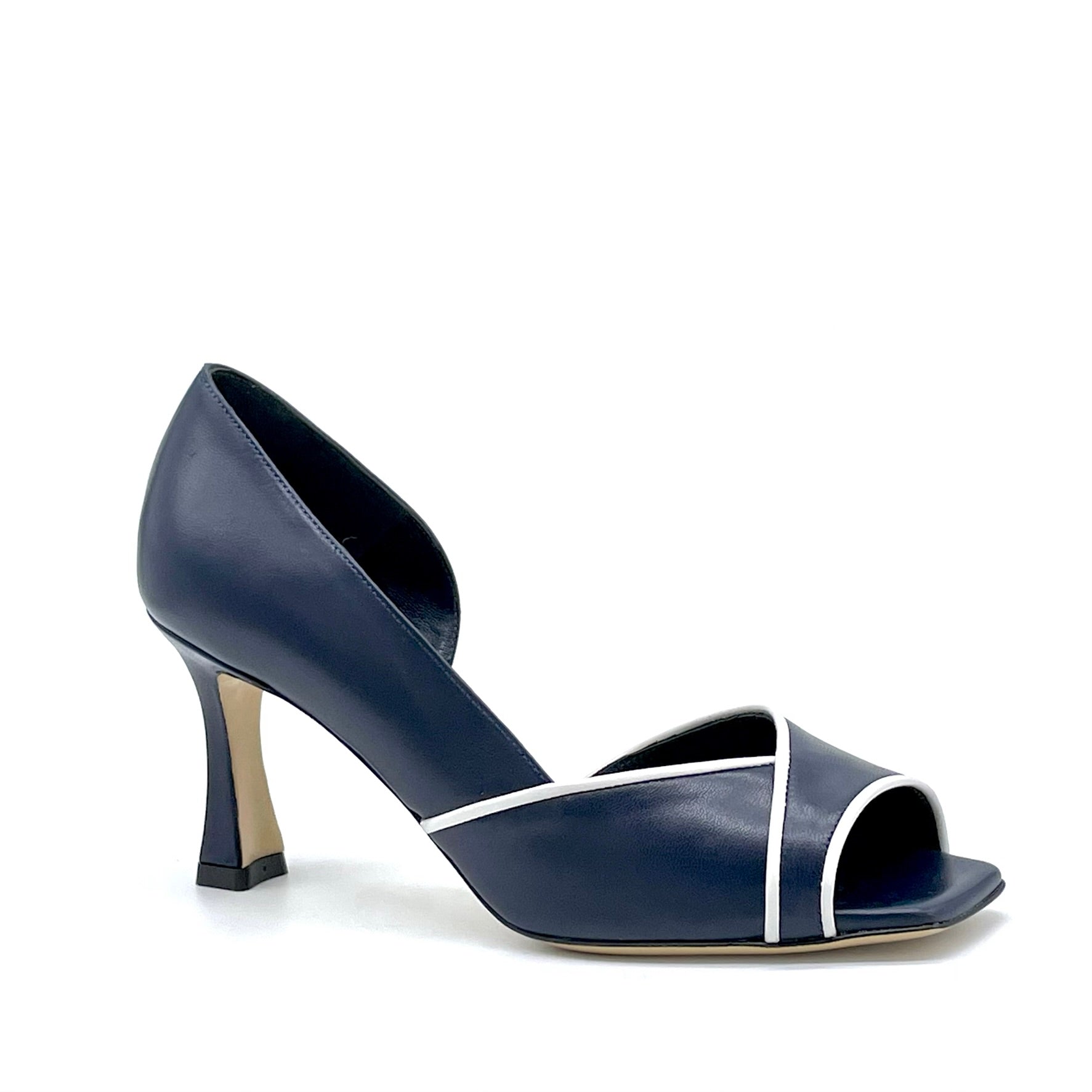 Blue and White leather open toe – Cod. 14111-1