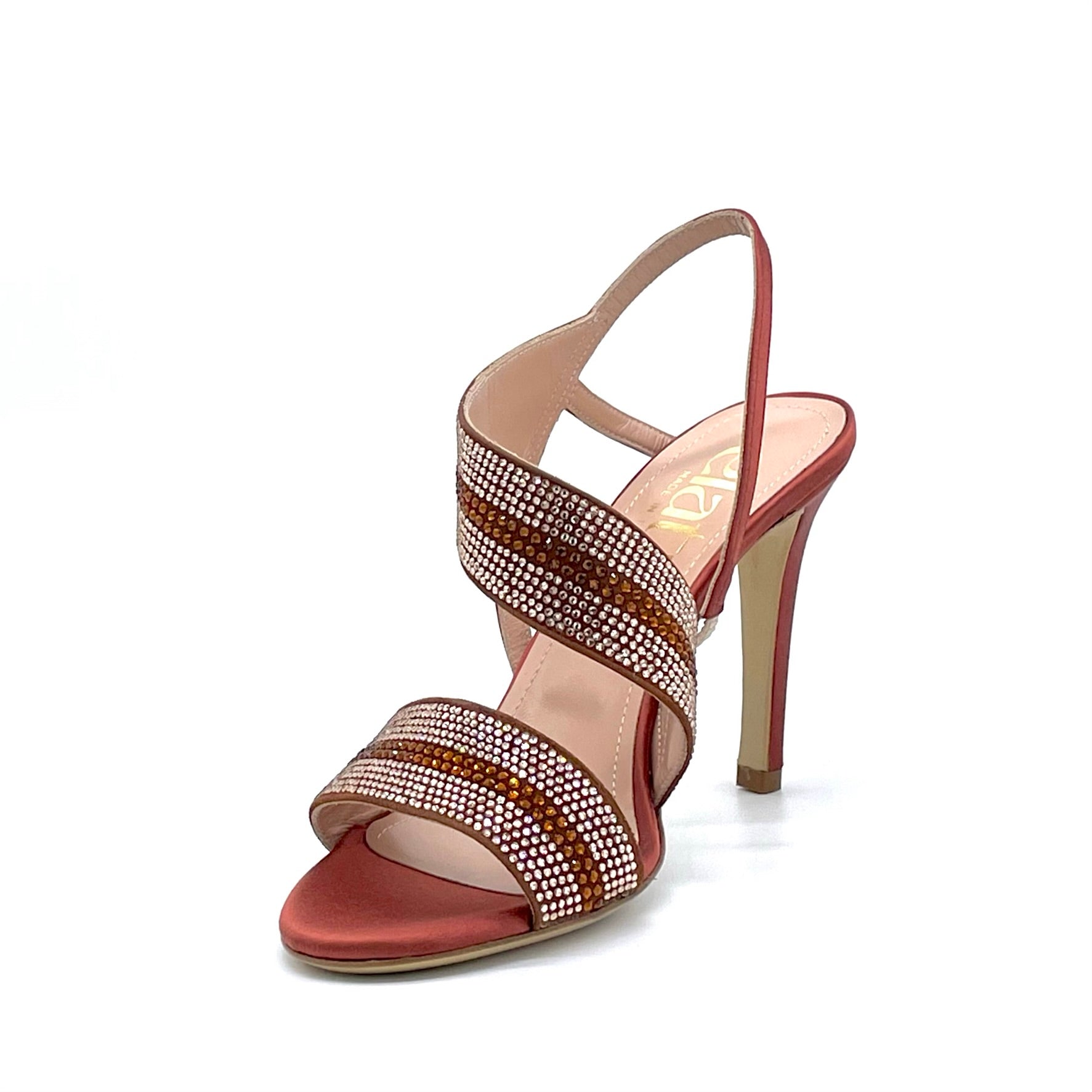 Bronze silk sandal with rhinestones – Cod. 14112-1