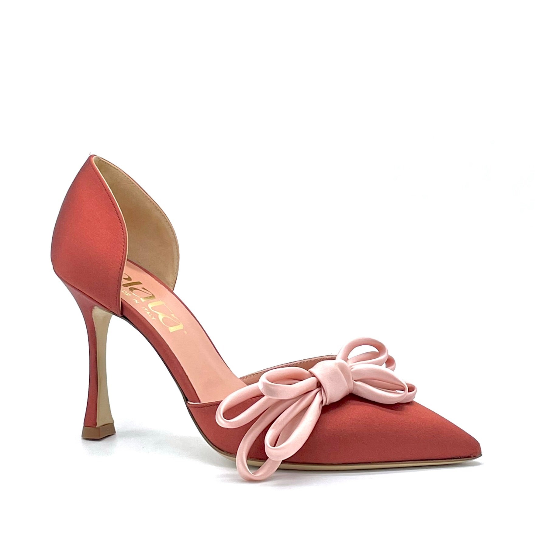 Bronze silk d’orsay with pink silk bow – Cod. 14136