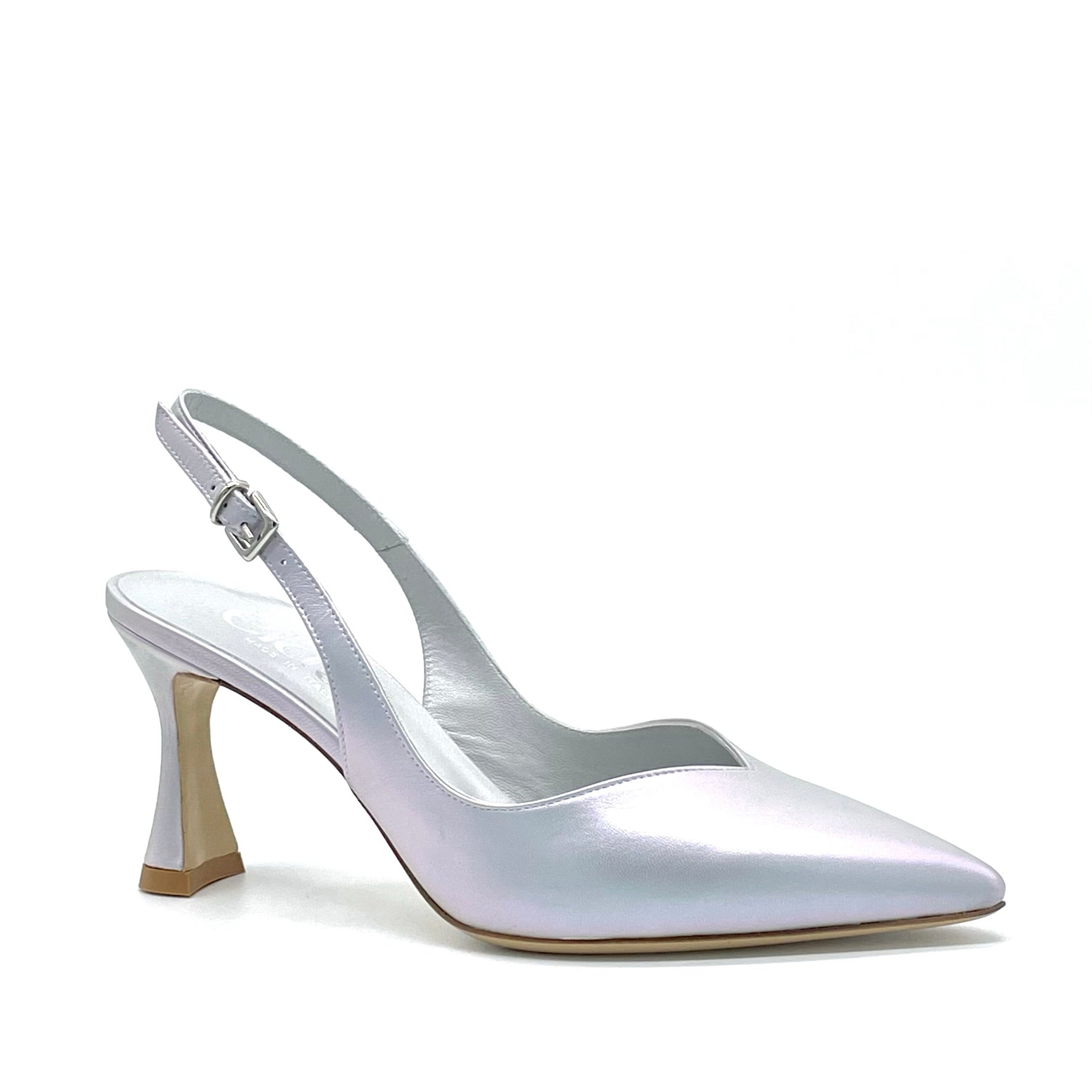 Slingback in pelle cangiante grigio perla – Cod. 14139