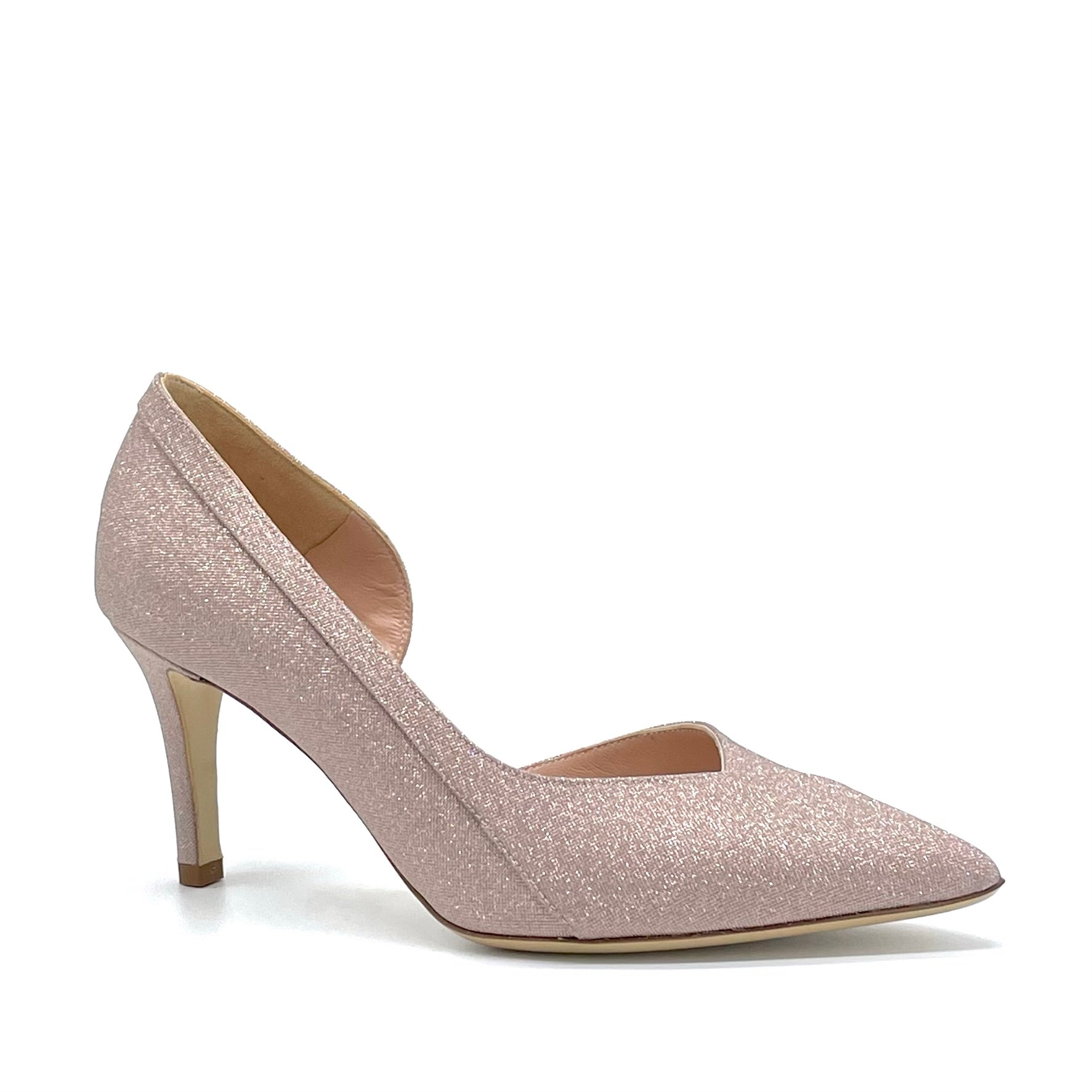 Pink glitter fabric décolleté with internal opening – Cod. 14140