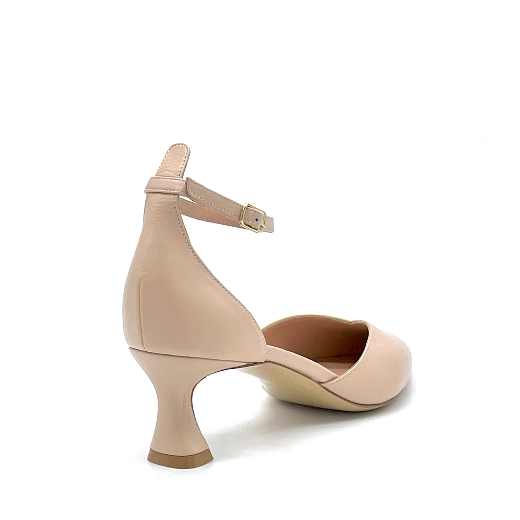 Nude leather d’orsay with ankle strap – Cod. 14145