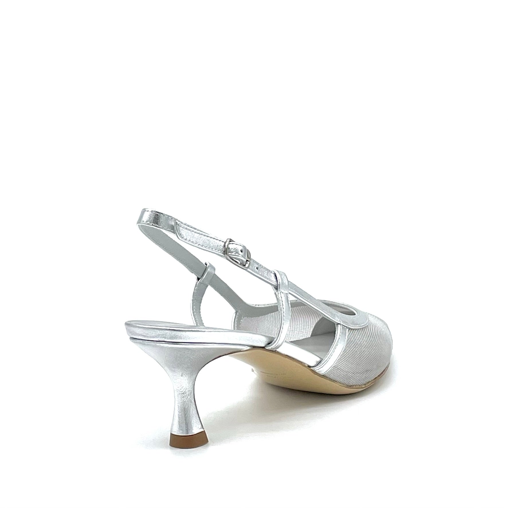 Silver mesh and laminate leather slingback – Cod. 14148