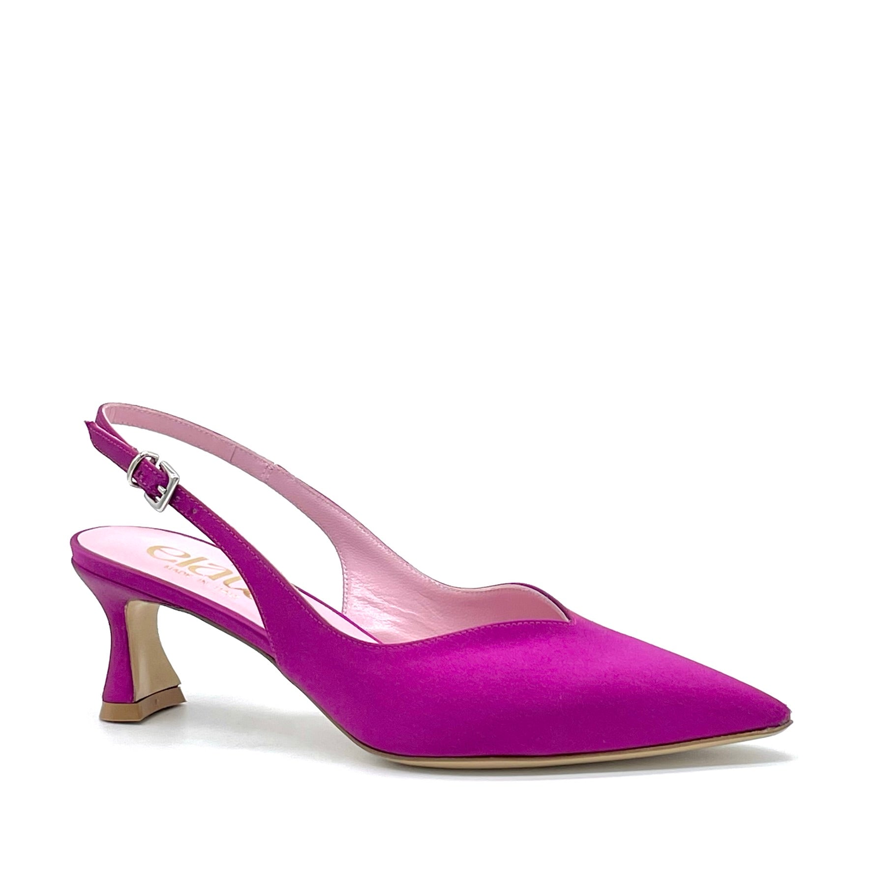 Cyclamen colour silk slingback – Cod. 14150