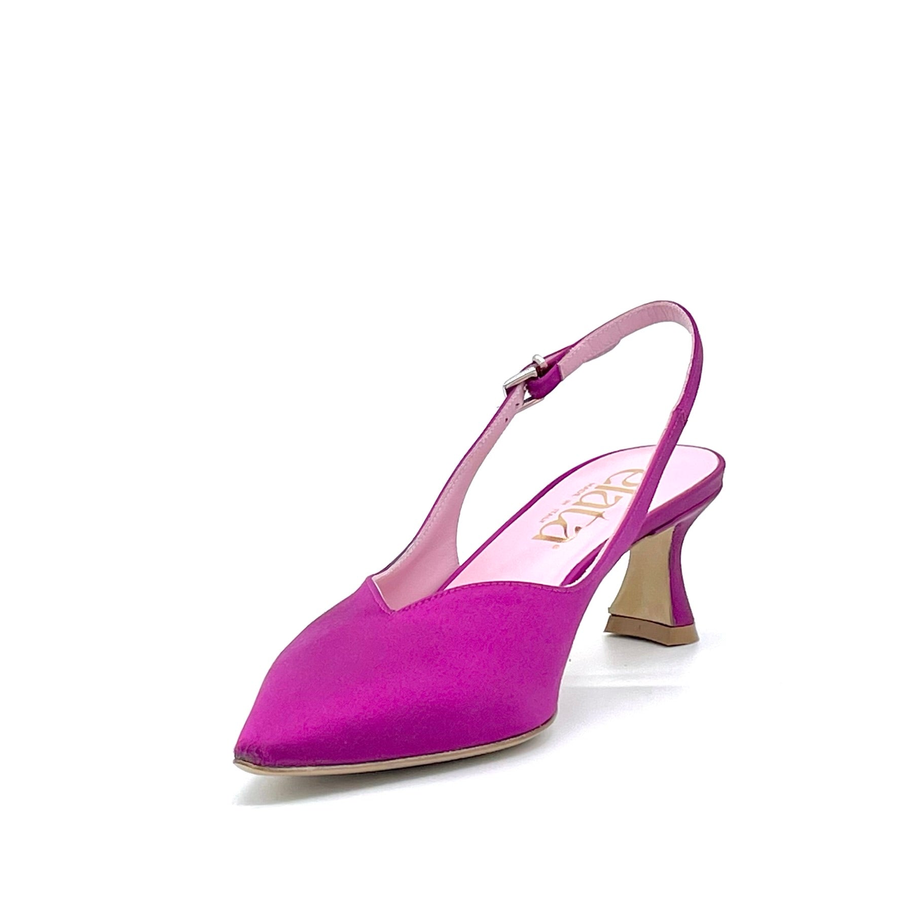 Cyclamen colour silk slingback – Cod. 14150