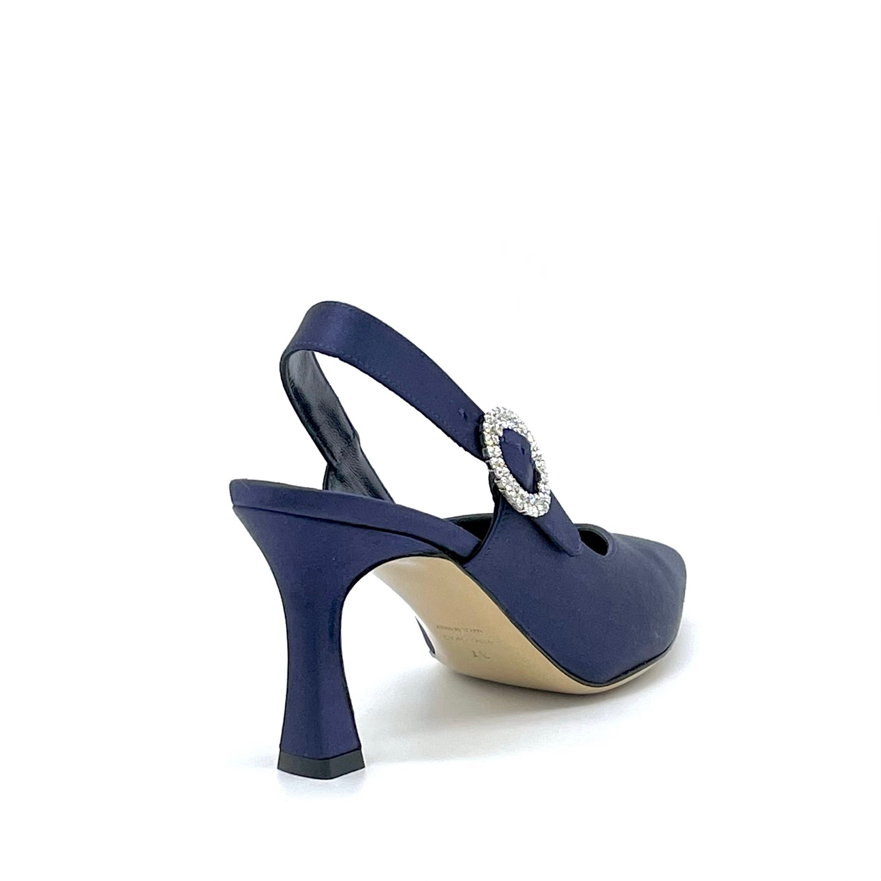 Blue silk slingback with jewel buckle – Cod. 14156