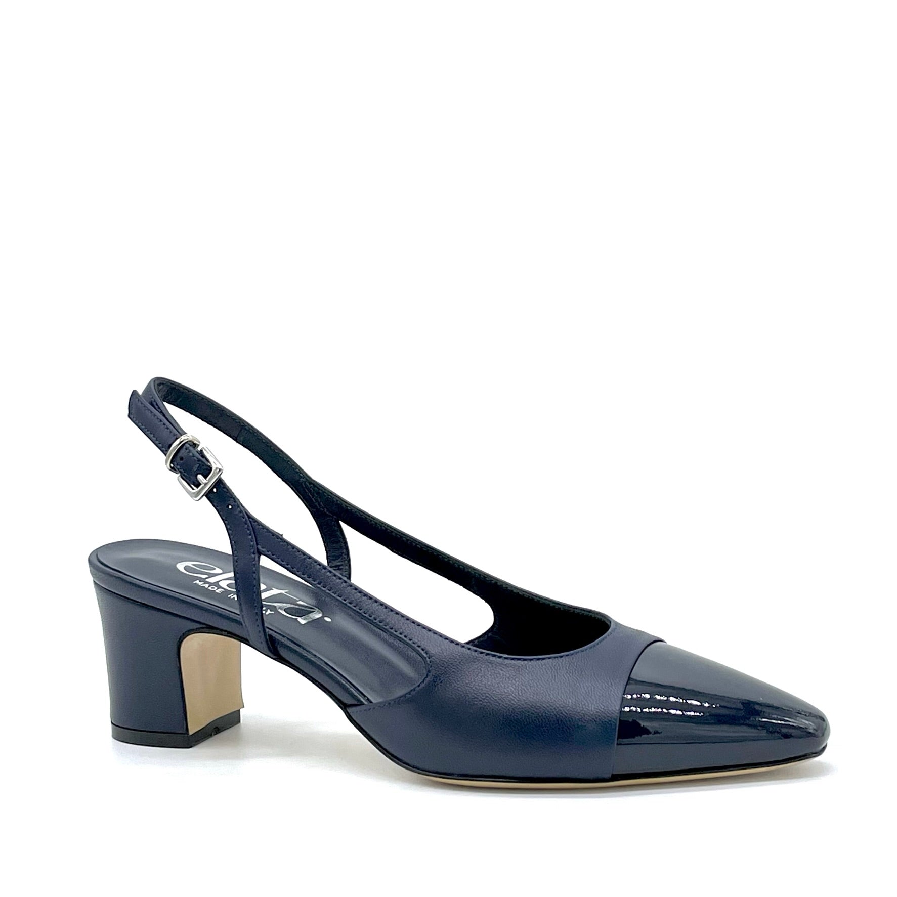 Slingback in pelle e vernice blu – Cod. 14160-1