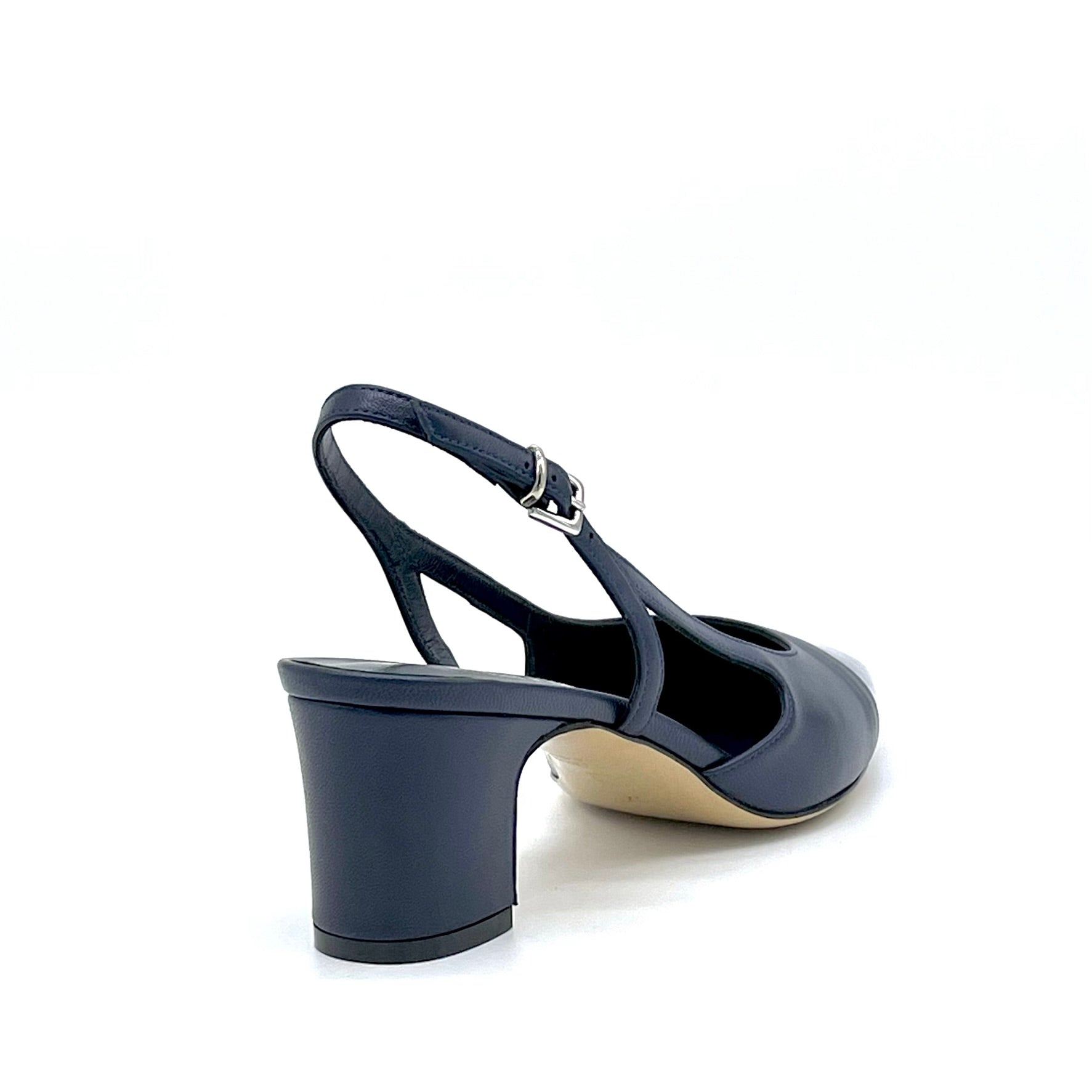 Slingback in pelle e vernice blu – Cod. 14160-1