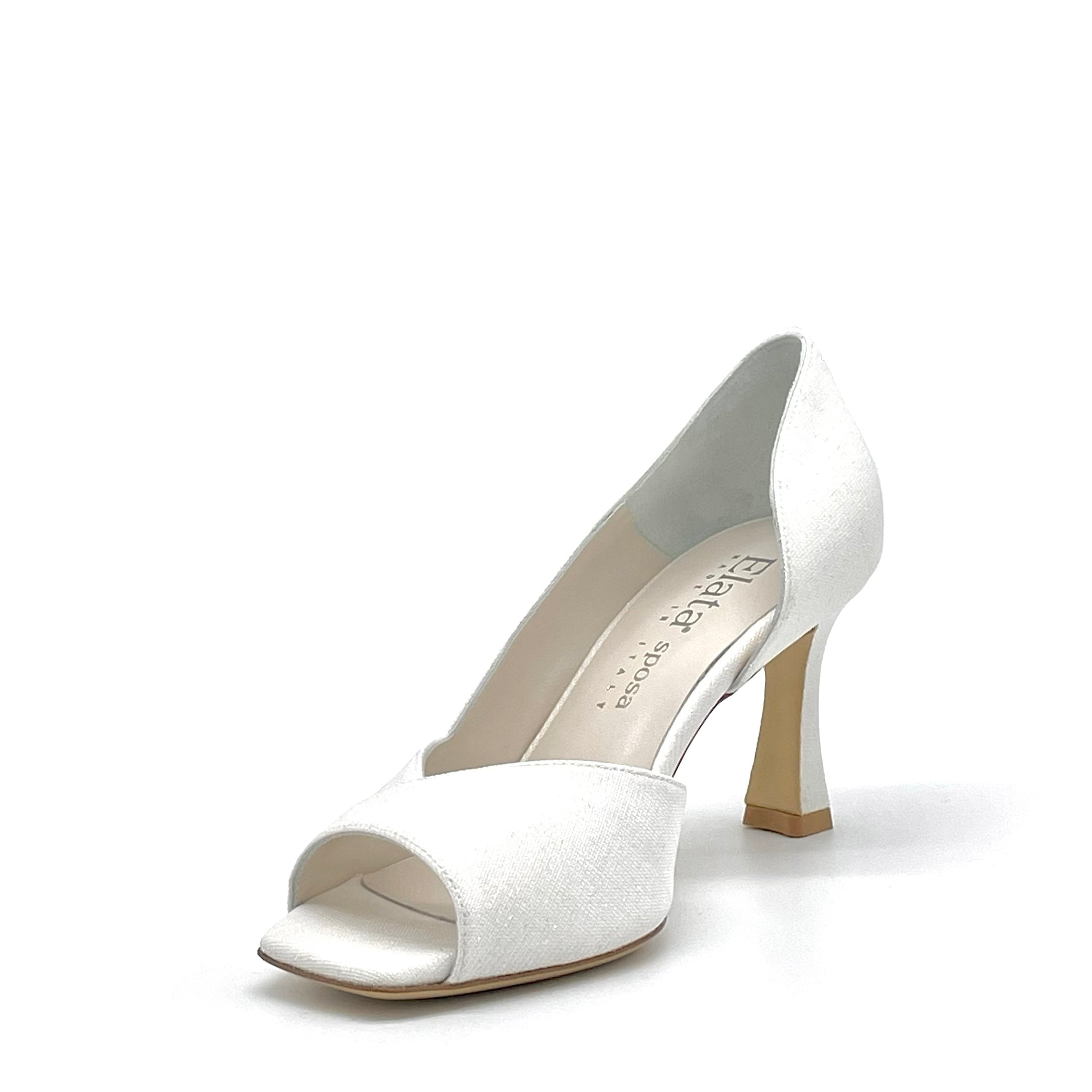 White laminate fabric Open Toe – Cod. S2433