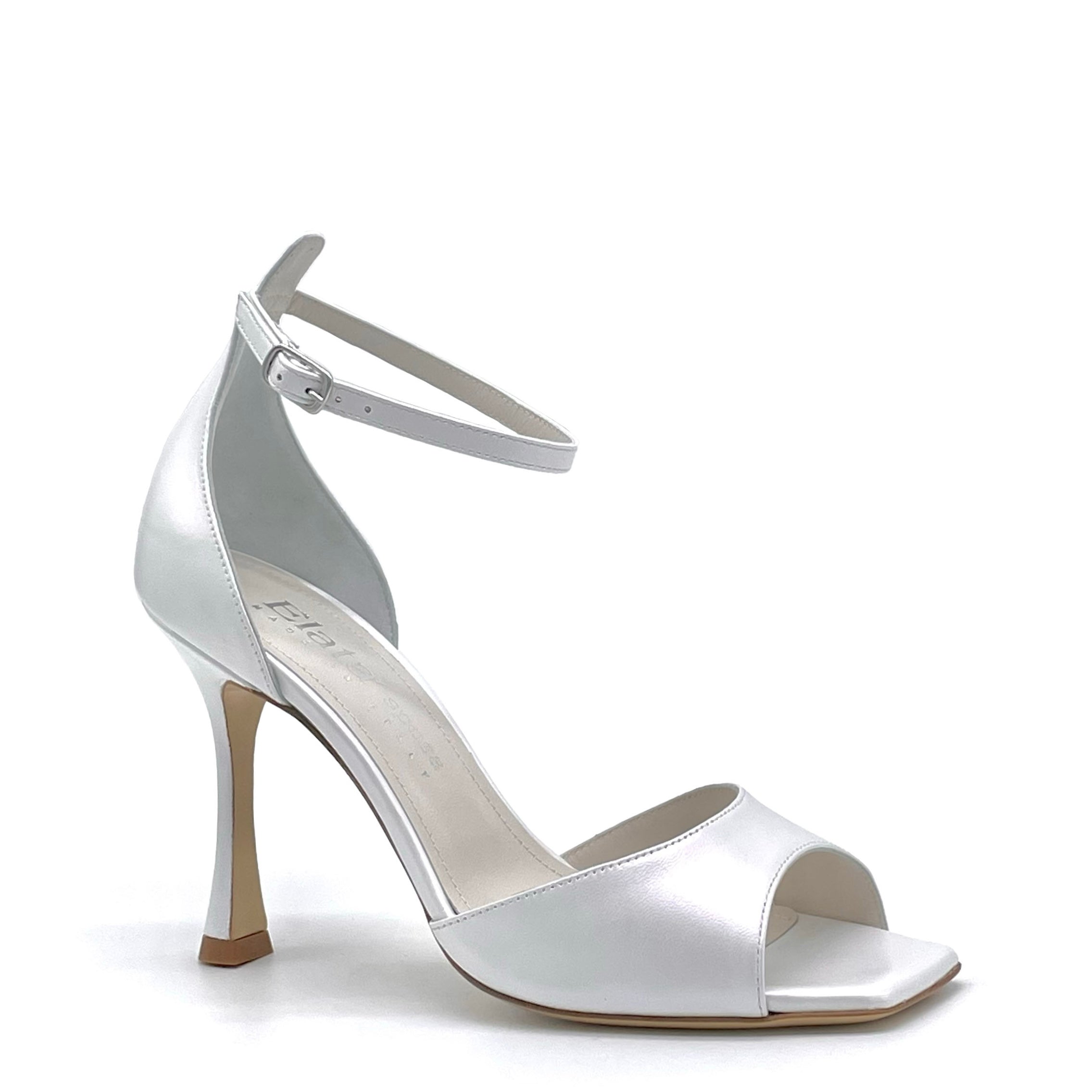 Sandalo in pelle perlata bianca con cinturino alla caviglia – Cod. S2434