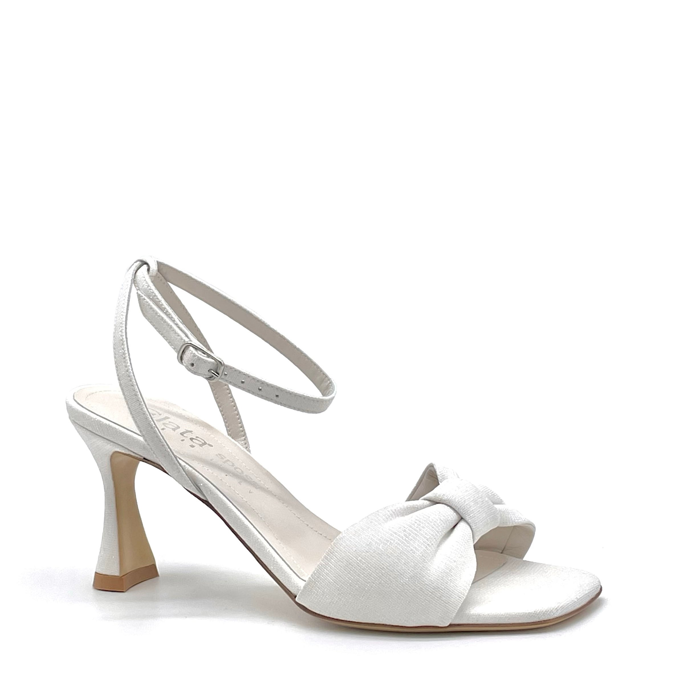 Sandalo in tessuto laminato bianco – Cod. S2435