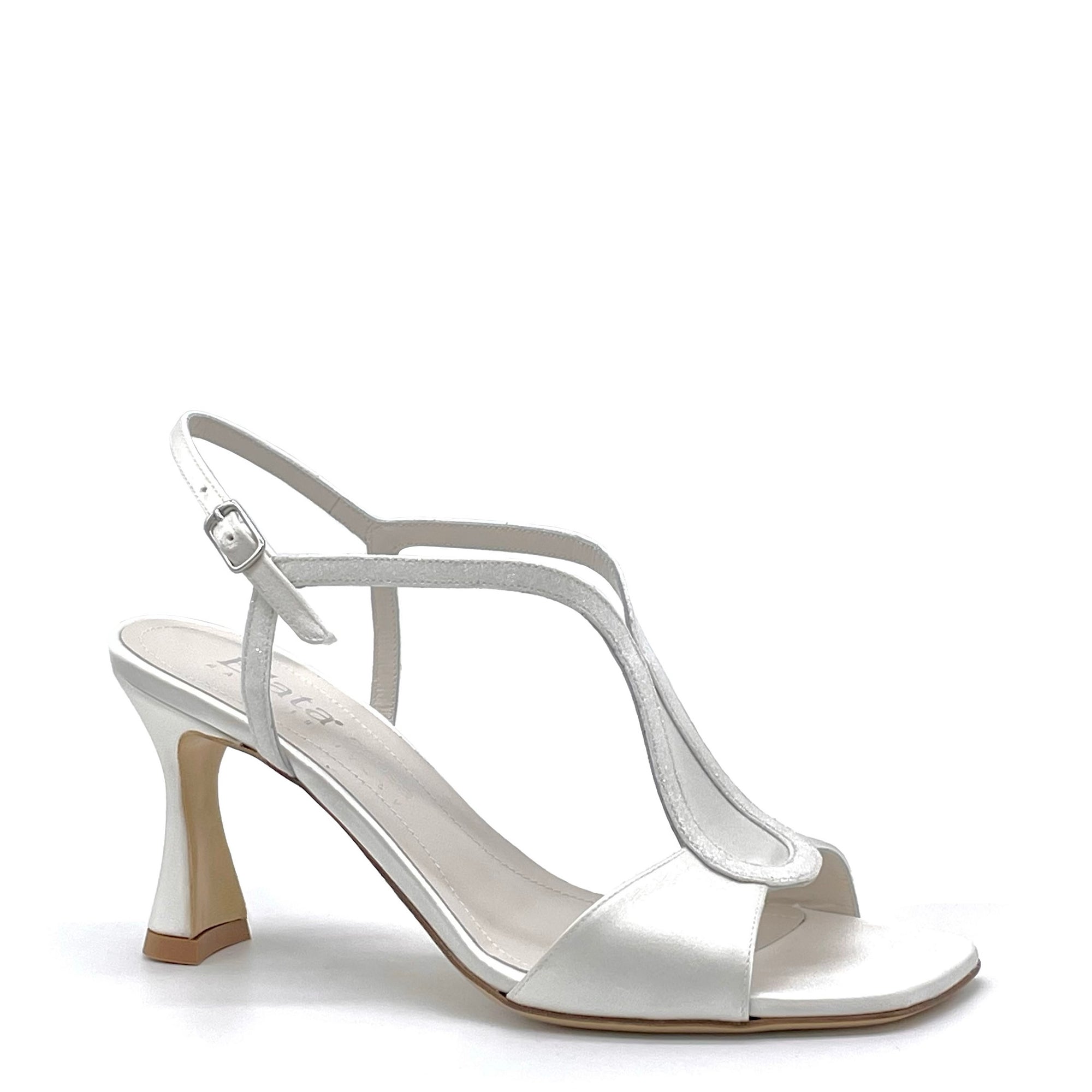 White silk sandal with white glitter fabric insert – Cod. S2436