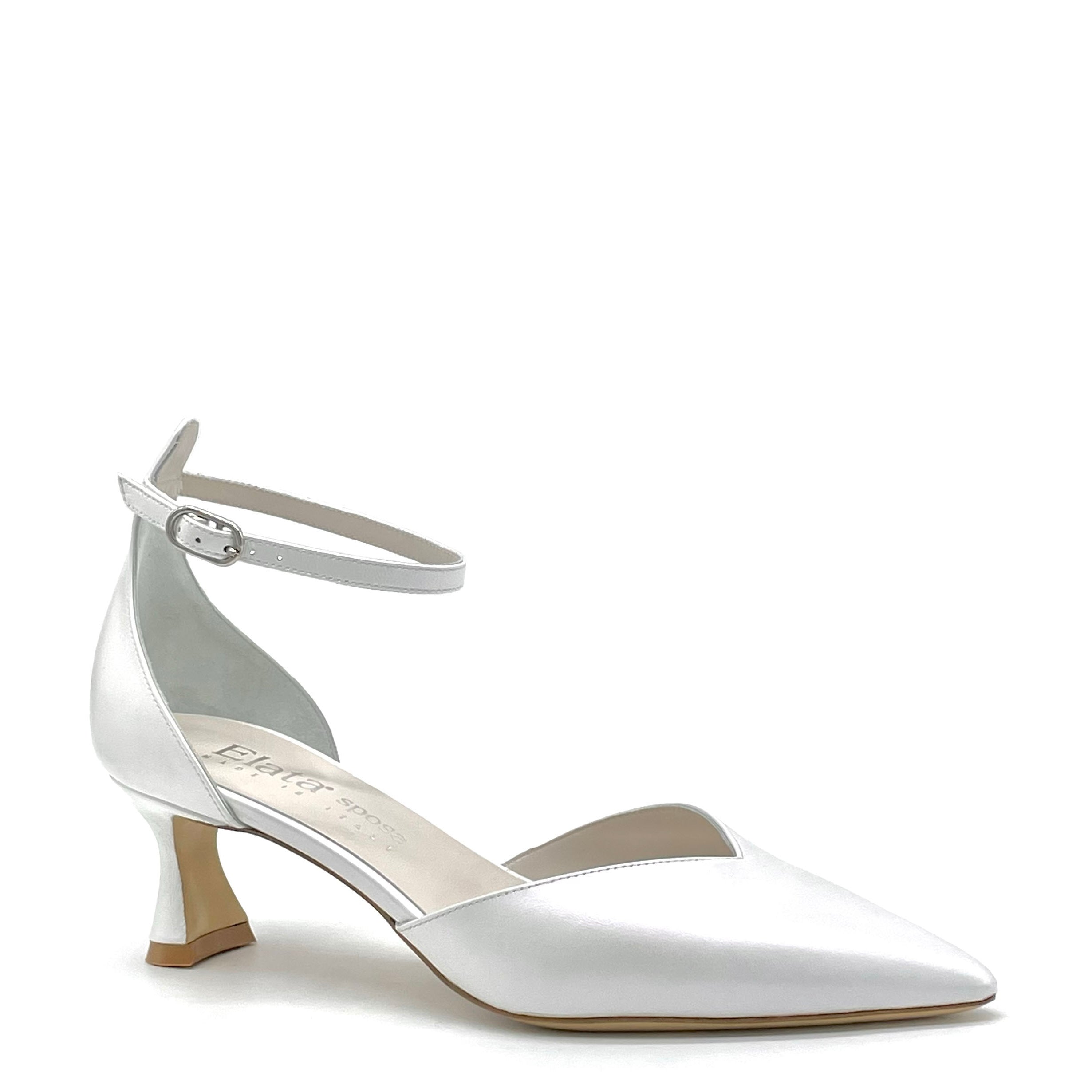 White pearl leather D’orsay with ankle strap – Cod. S2439