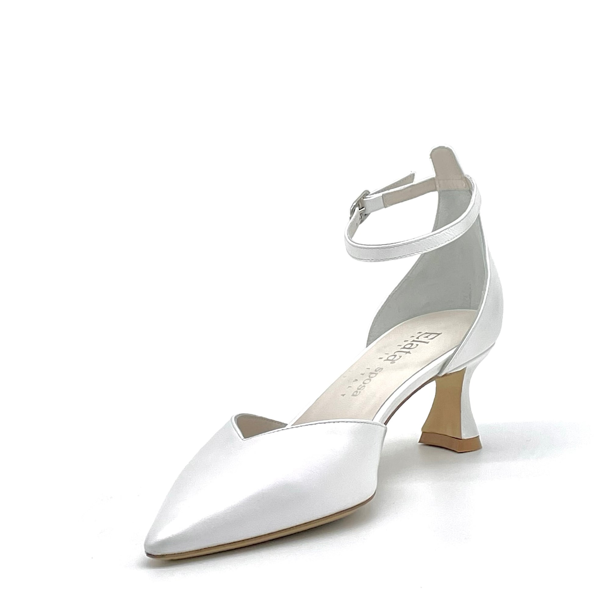 White pearl leather D’orsay with ankle strap – Cod. S2439