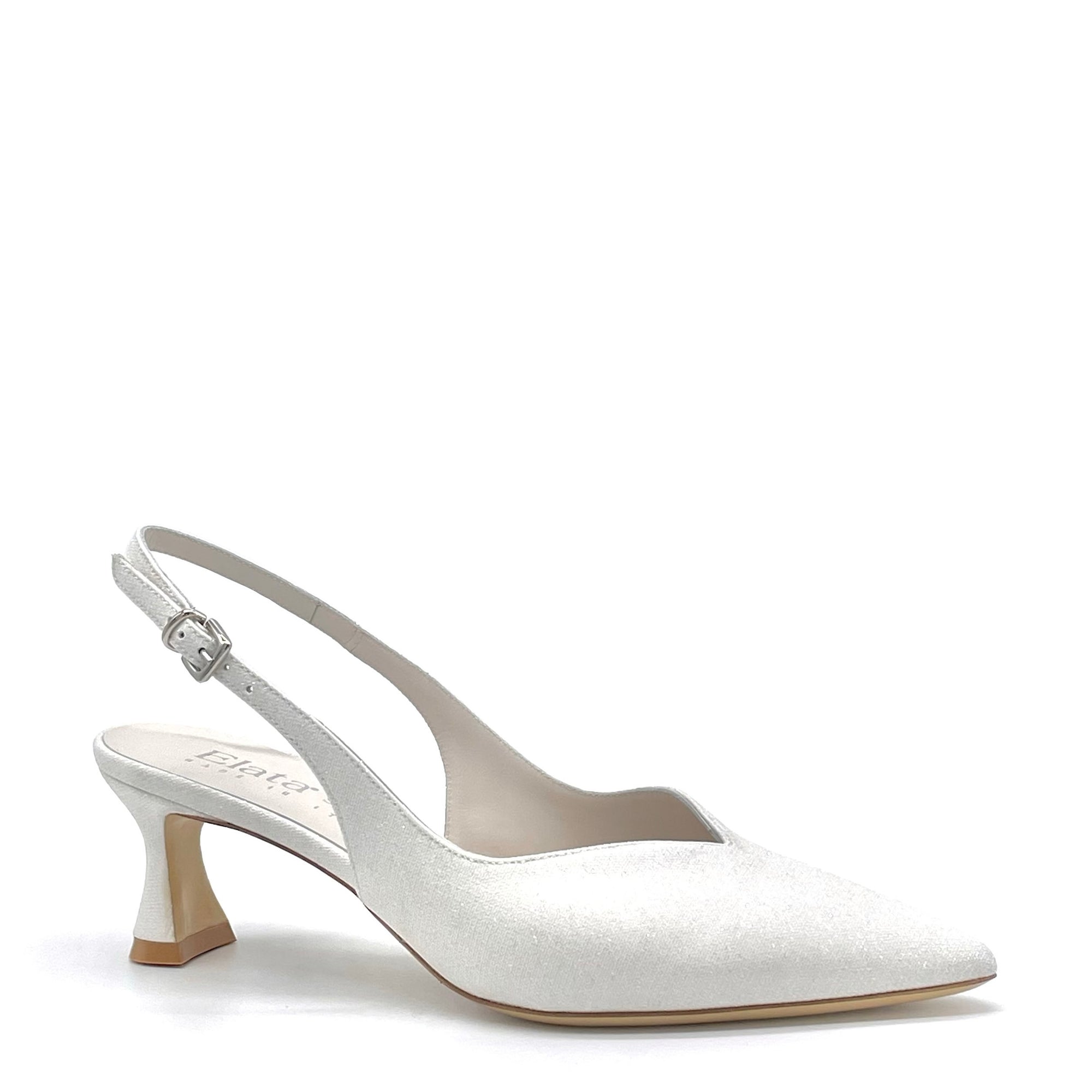 Slingback in tessuto laminato bianco – Cod. S2440